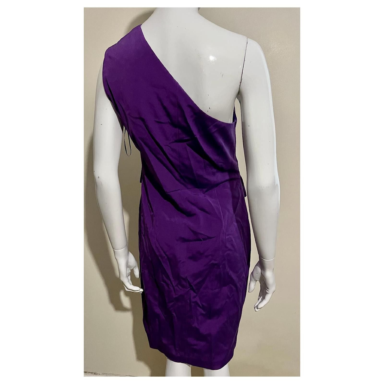 Escada Escada purple one shouldered silk dress Size M / US 6-8 / IT 42-44 - 3 Thumbnail