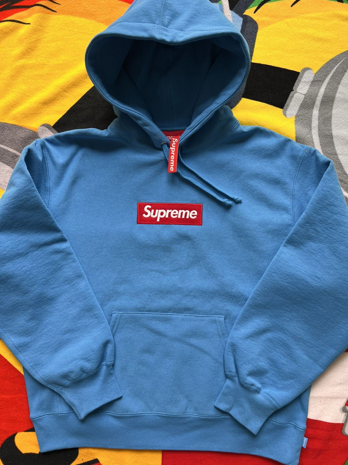 Supreme Supreme Box Logo Hooded Sweatshirt CYAN light blue navy sky Size US M / EU 48-50 / 2 - 3 Thumbnail