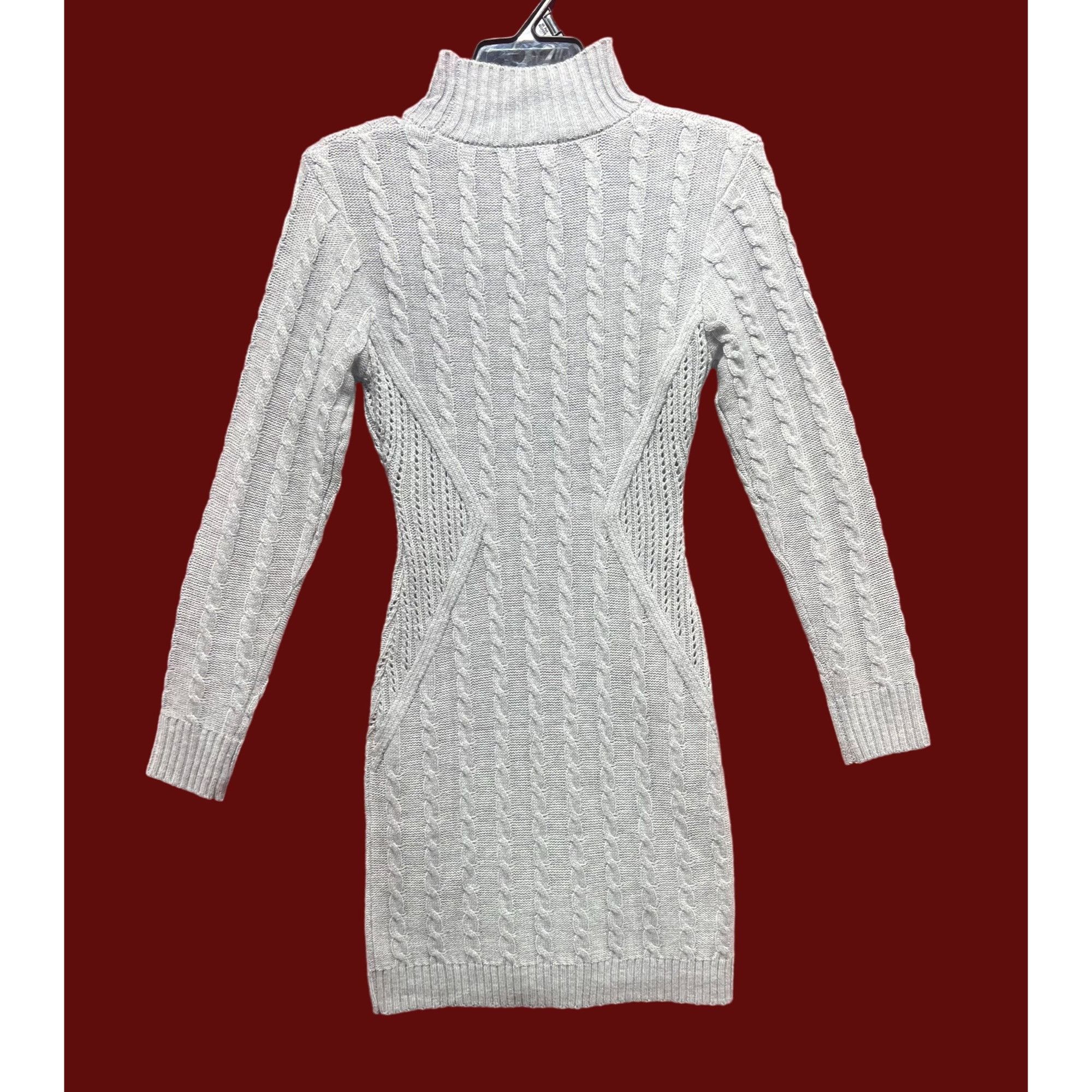 Other Just Polly - Women's Turtleneck Cable Knit Sweater Dress - G Size S / US 4 / IT 40 - 2 Thumbnail