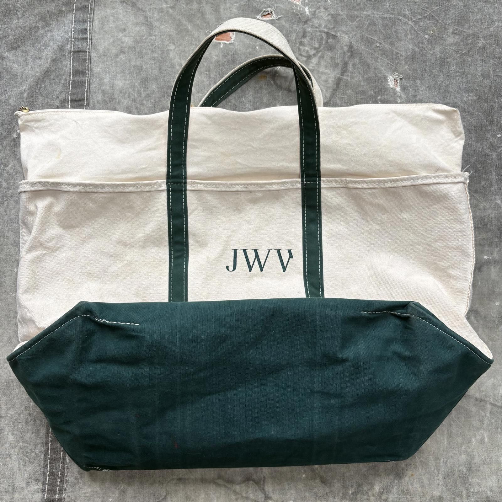 L.L. Bean Vintage 90s L.L. Bean Boat And Tote Green Zipper Canvas Bag Size ONE SIZE - 1 Thumbnail