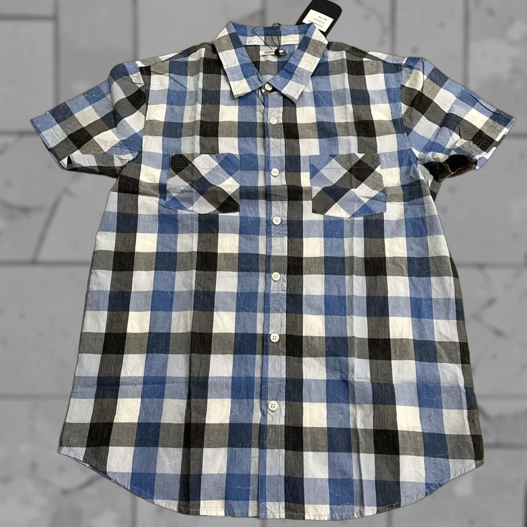 Vintage NWT Silver Jeans Co Button-Down Shirt Mens M Blue Plaid Short Sleeve Size US M / EU 48-50 / 2 - 1 Thumbnail