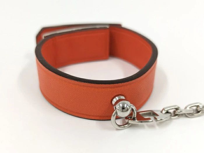 Hermes Hermes Bag Charm Kelly Glove Holder Orange Leather Palladium Size ONE SIZE - 3 Thumbnail