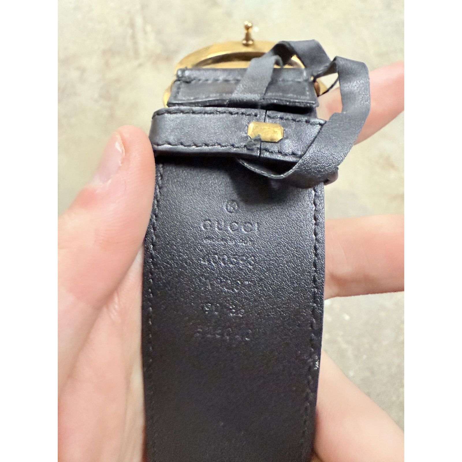 Gucci Gucci Belt Black Gold 90-36 (30-32) Used Size 30 - 2 Thumbnail