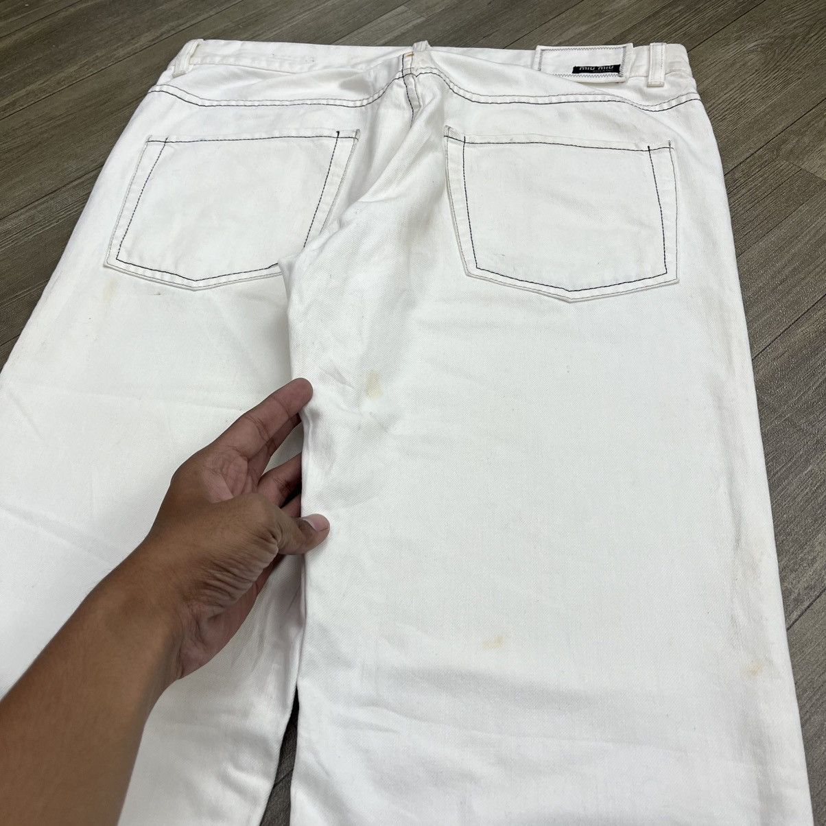 Miu Miu Vintage Miu Miu Prada Luxury White Denim Jeans Size US 34 / EU 50 - 13 Thumbnail