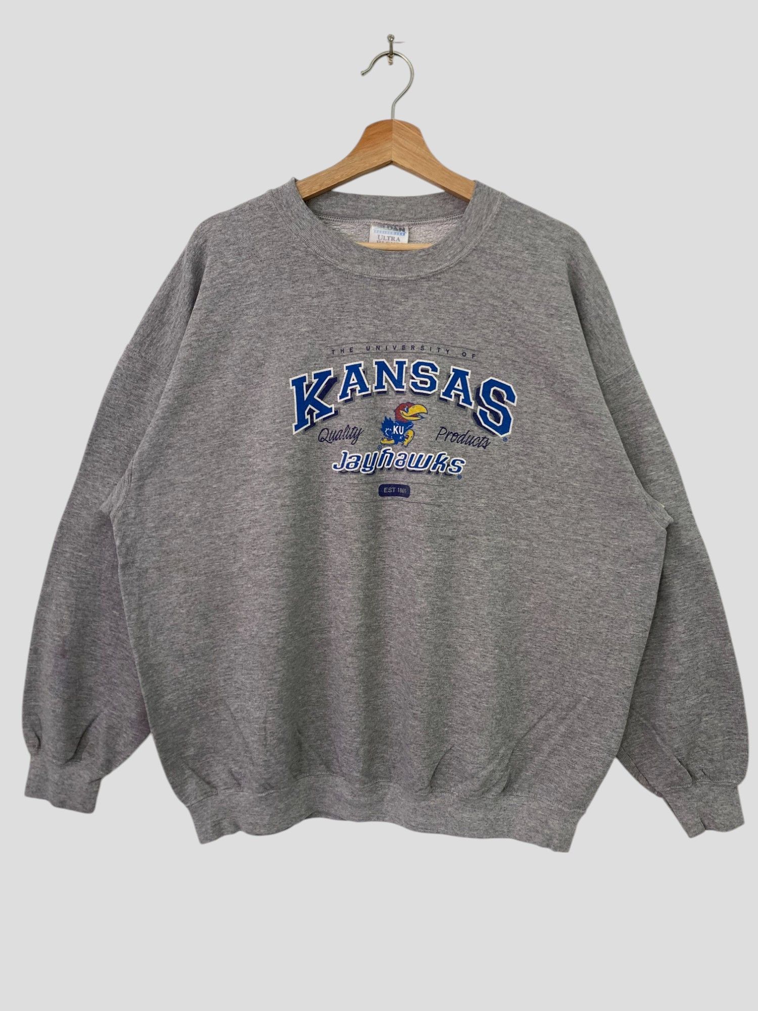 Vintage Vintage University Kansas Jayhawks Sweatshirt XL size Grey Size US XL / EU 56 / 4 - 1 Thumbnail