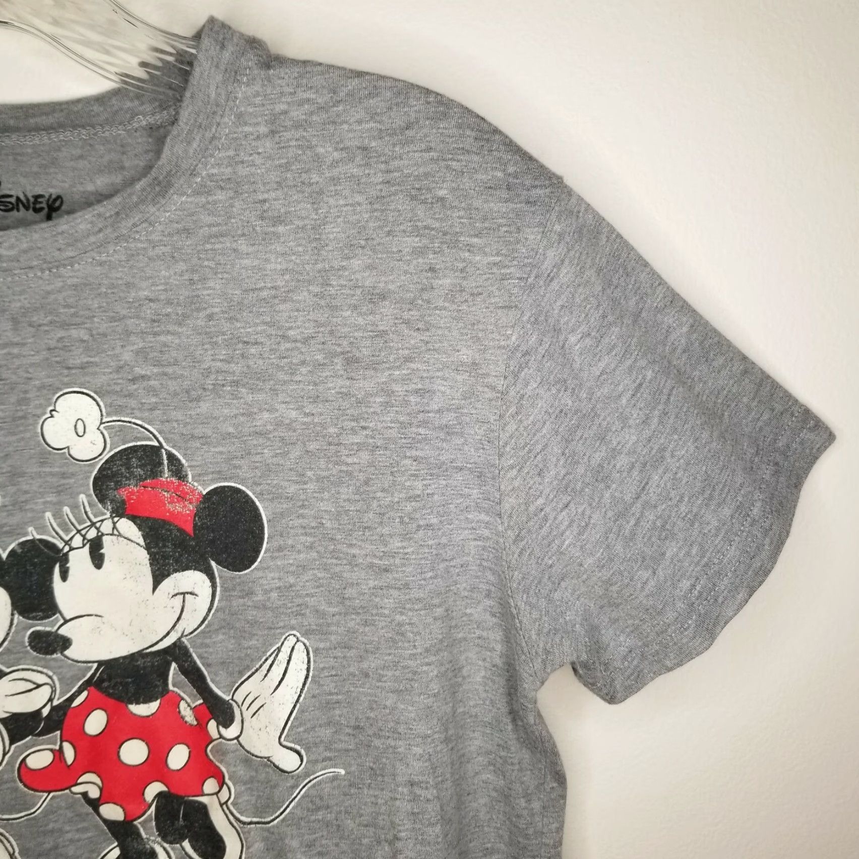 Disney Disney Womens Gray Mickey And Minnie Mouse Cut Bottom T-Shirt Size L Size L / US 10 / IT 46 - 4 Thumbnail