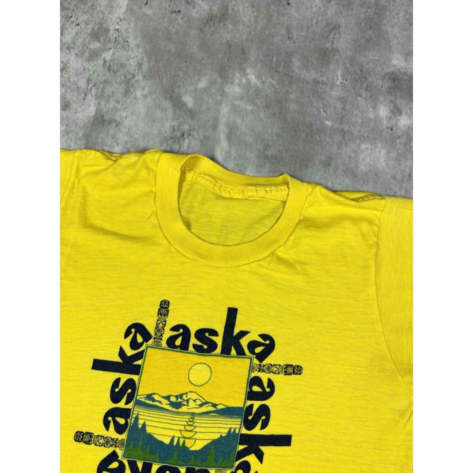 Fruit Of The Loom VINTAGE Fruit of the Loom Shirt 70s Alaska Nature Graphic Tee S Yellow Cotton Mens Short Sleeve Crew Neck History 80s 90s Nature Graphic VINTAGE Size US S / EU 44-46 / 1 - 3 Thumbnail