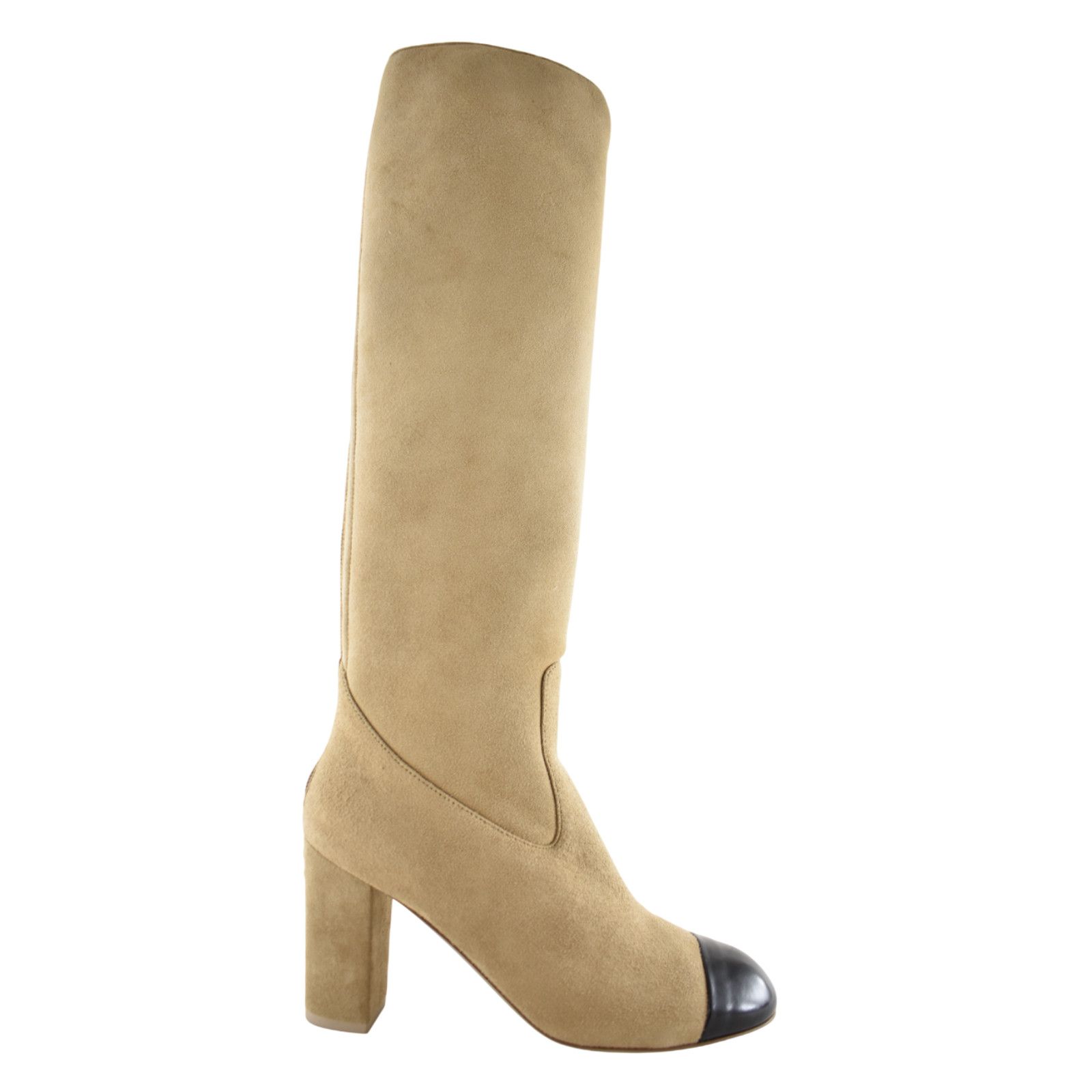 Chanel Chanel 24K Beige Suede Shearling CC Knee High Boots 37.5 Size US 7.5 / IT 37.5 - 2 Thumbnail