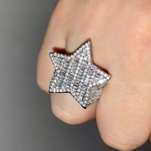 Designer × Jewelry Silver color iced out ring star Size ONE SIZE - 1 Thumbnail