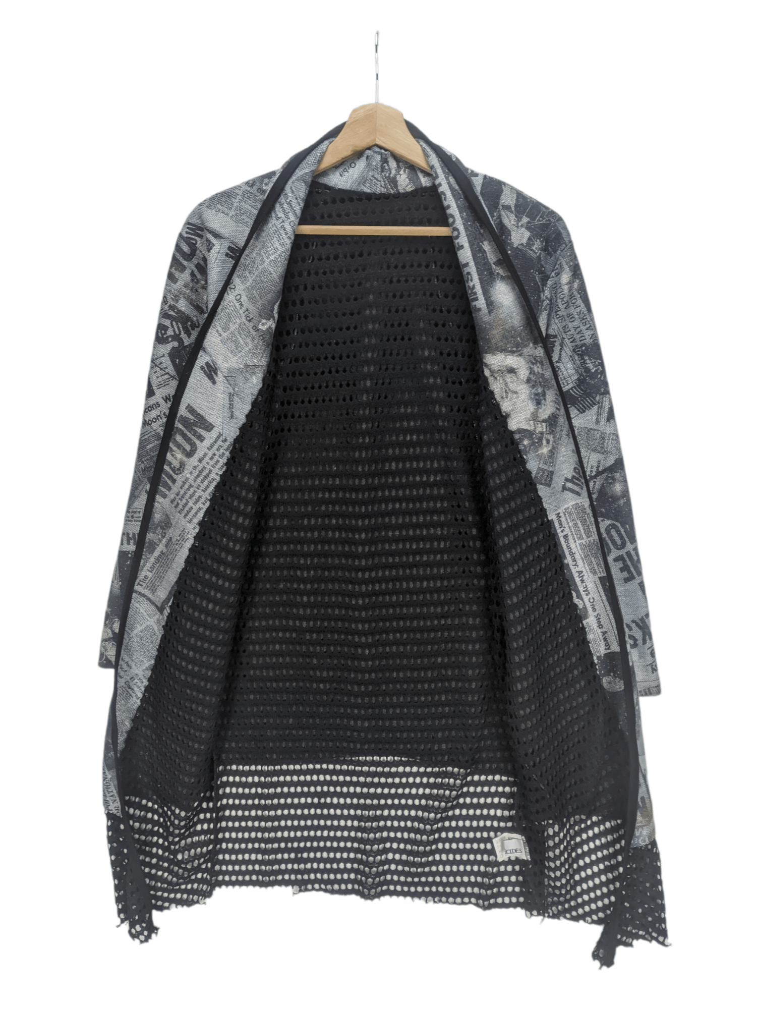 Japanese Brand Steals🔥Cardigan Jacket Fishnet Newspaper Design by Decides Size US M / EU 48-50 / 2 - 6 Thumbnail