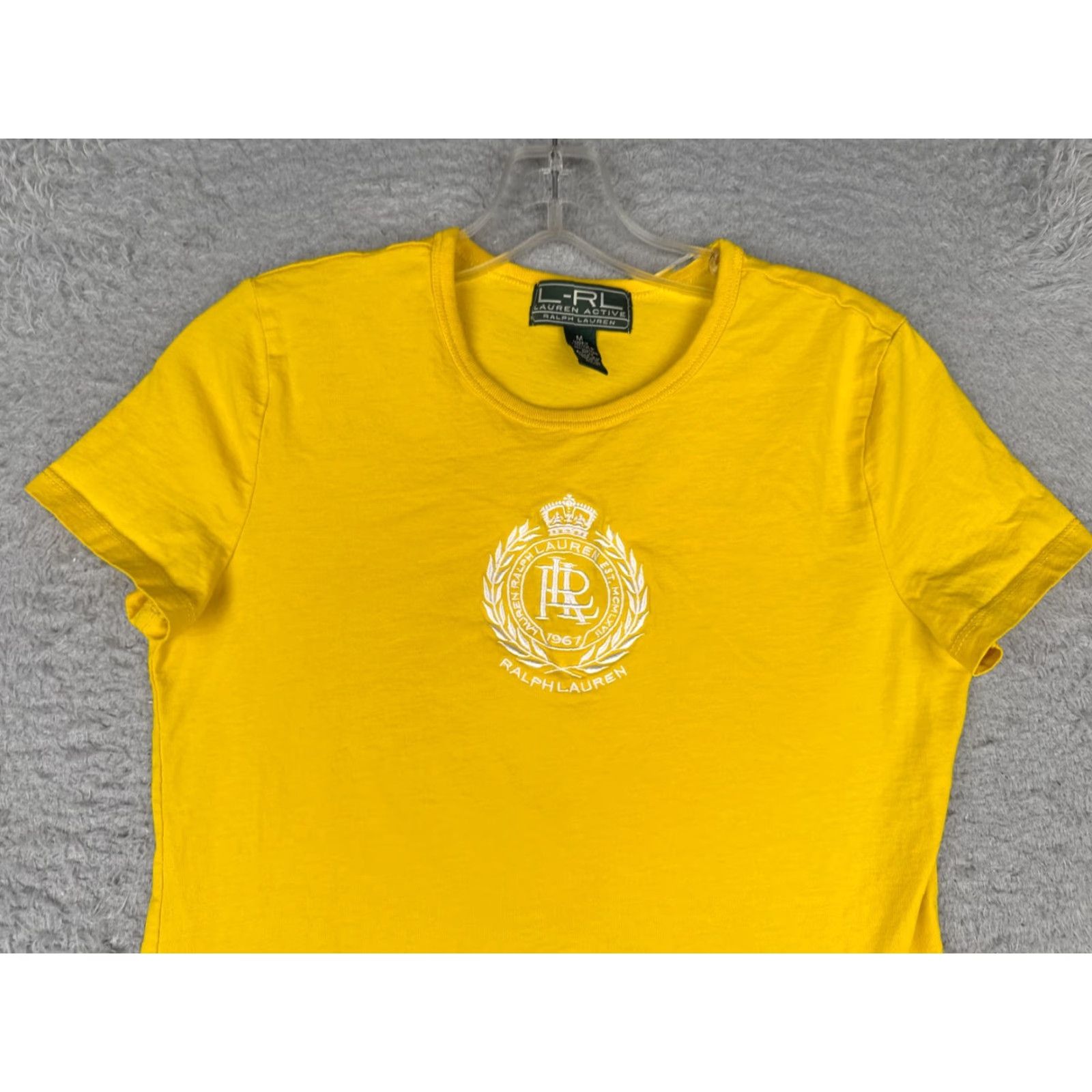 Ralph Lauren Lauren Ralph Lauren Shirt Women Medium Yellow Crew Neck Cotton Crest Logo City Short Sleeve Regular Knit Cotton Shirt Size M / US 6-8 / IT 42-44 - 4 Thumbnail