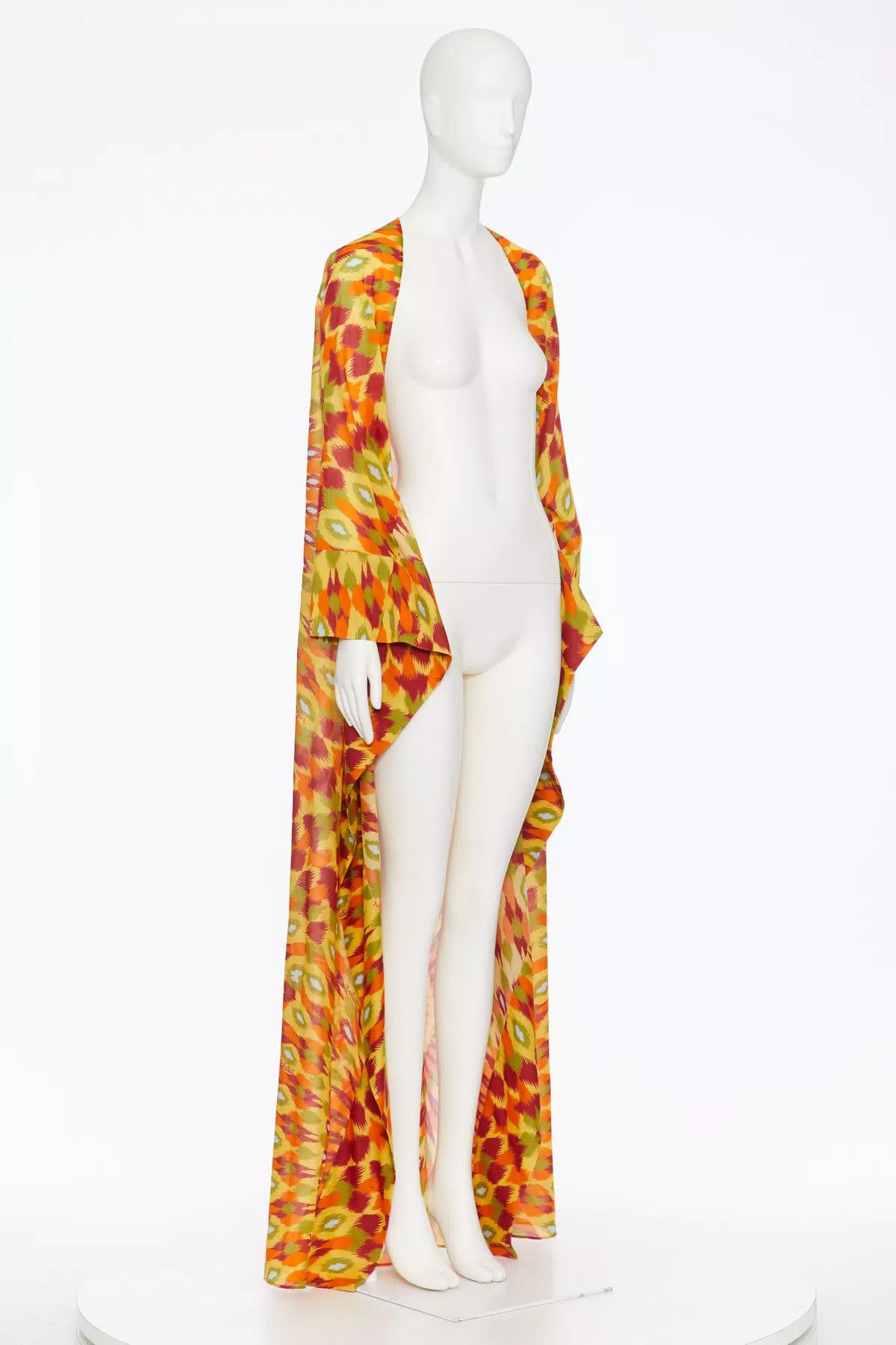 Valentino o1s1wg110925 Long Voile Cape With Round Rain Print in Orange Size M / US 6-8 / IT 42-44 - 3 Thumbnail