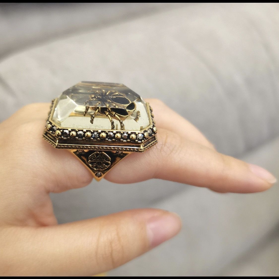 Alexander McQueen Alexander McQueen Beetle Embellished Ring Size ONE SIZE - 2 Thumbnail