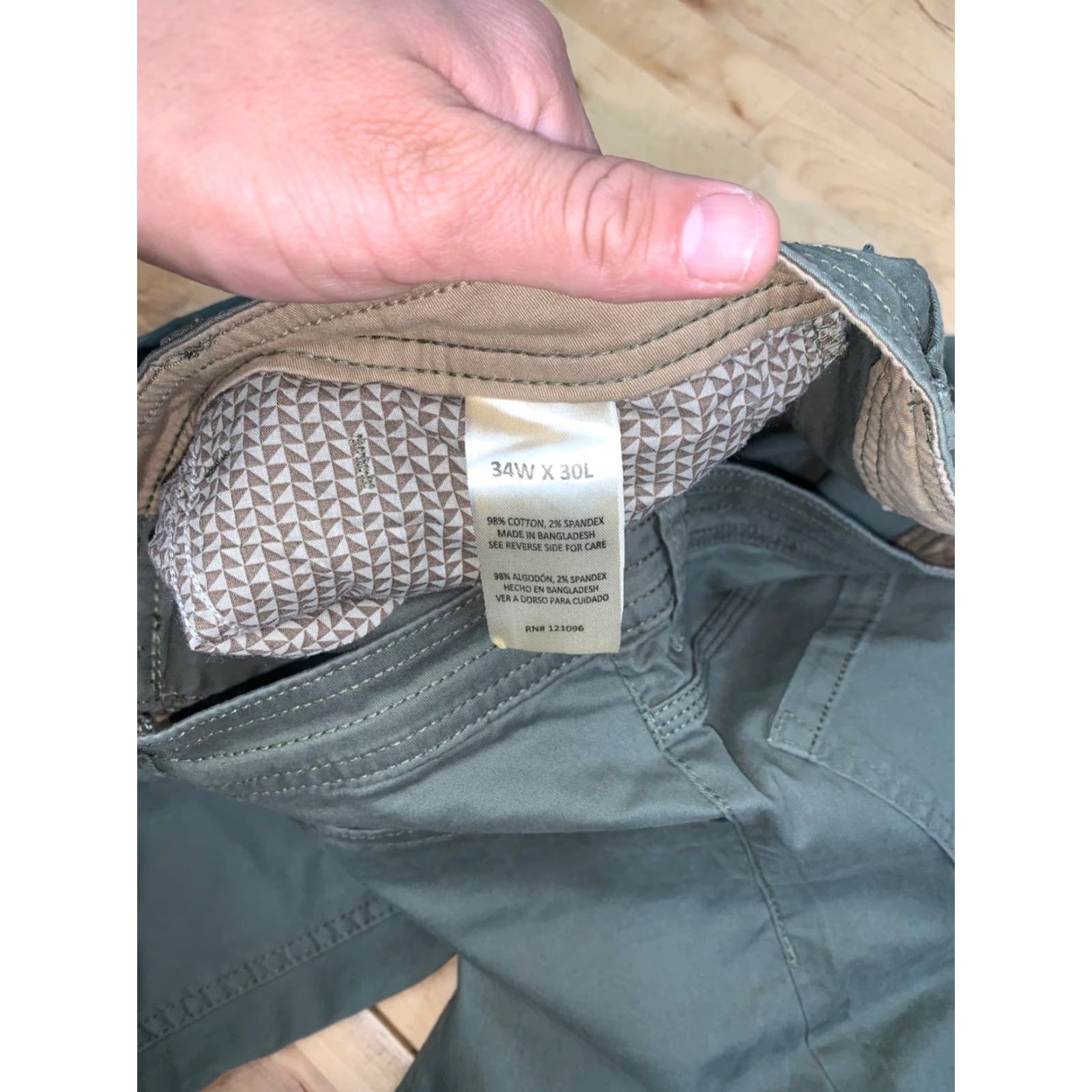Vintage Cooper & Oak Pants Mens 34x30 Green Straight Casual Outdoor Stretch Chino - 12514 Size US 34 / EU 50 - 4 Thumbnail