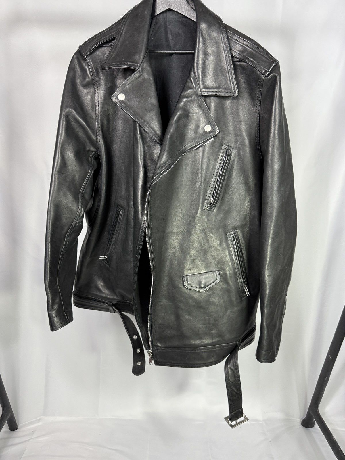 Rick Owens Rick Owens Black Oversized Leather Biker Jacket Size US L / EU 52-54 / 3 - 1 Thumbnail