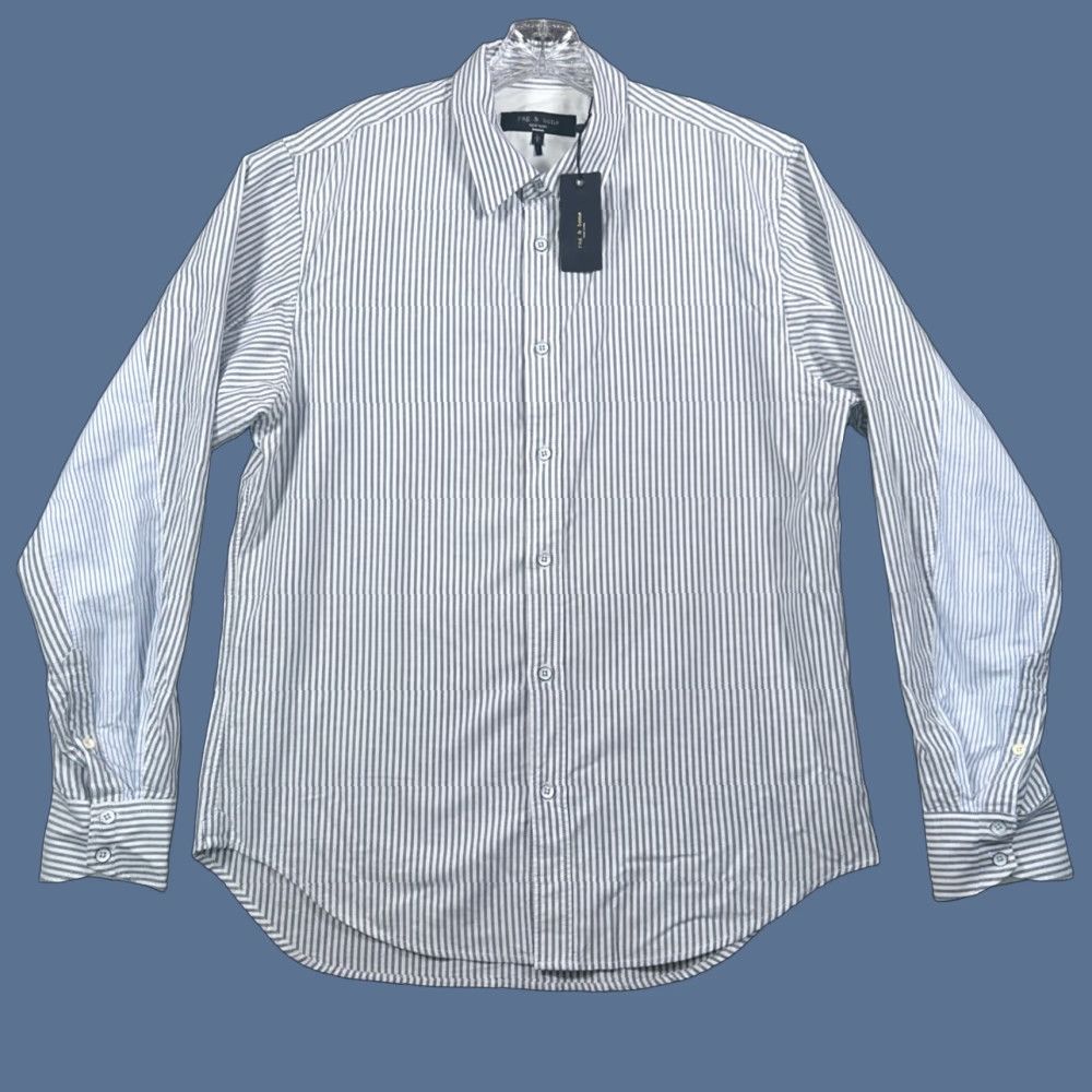 Rag & Bone Rag & Bone Shirt Button-Up Mens L Stripe Oxford Engineered Long Sleeve Casual Formal Travel Multicolor Cotton Blend Size US L / EU 52-54 / 3 - 1 Thumbnail