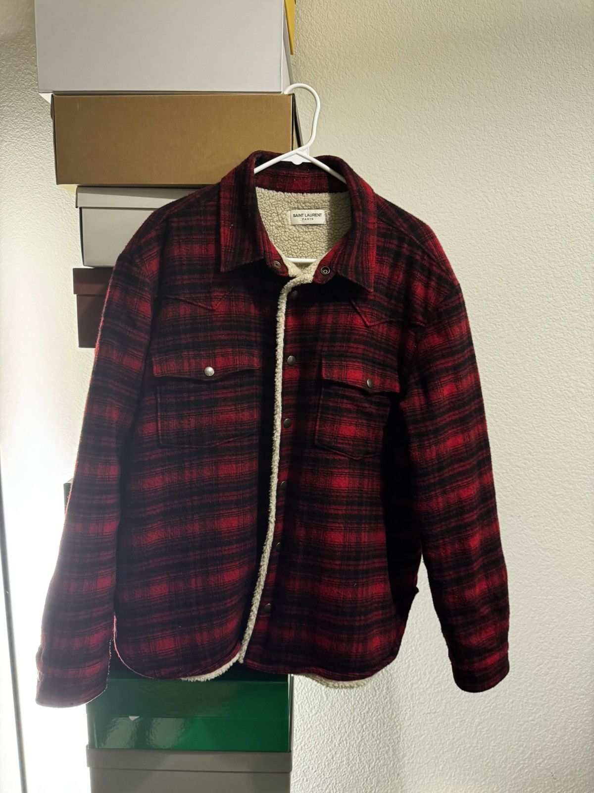Saint Laurent Paris Saint Laurent Mens shearling overshirt Size US XL / EU 56 / 4 - 1 Thumbnail