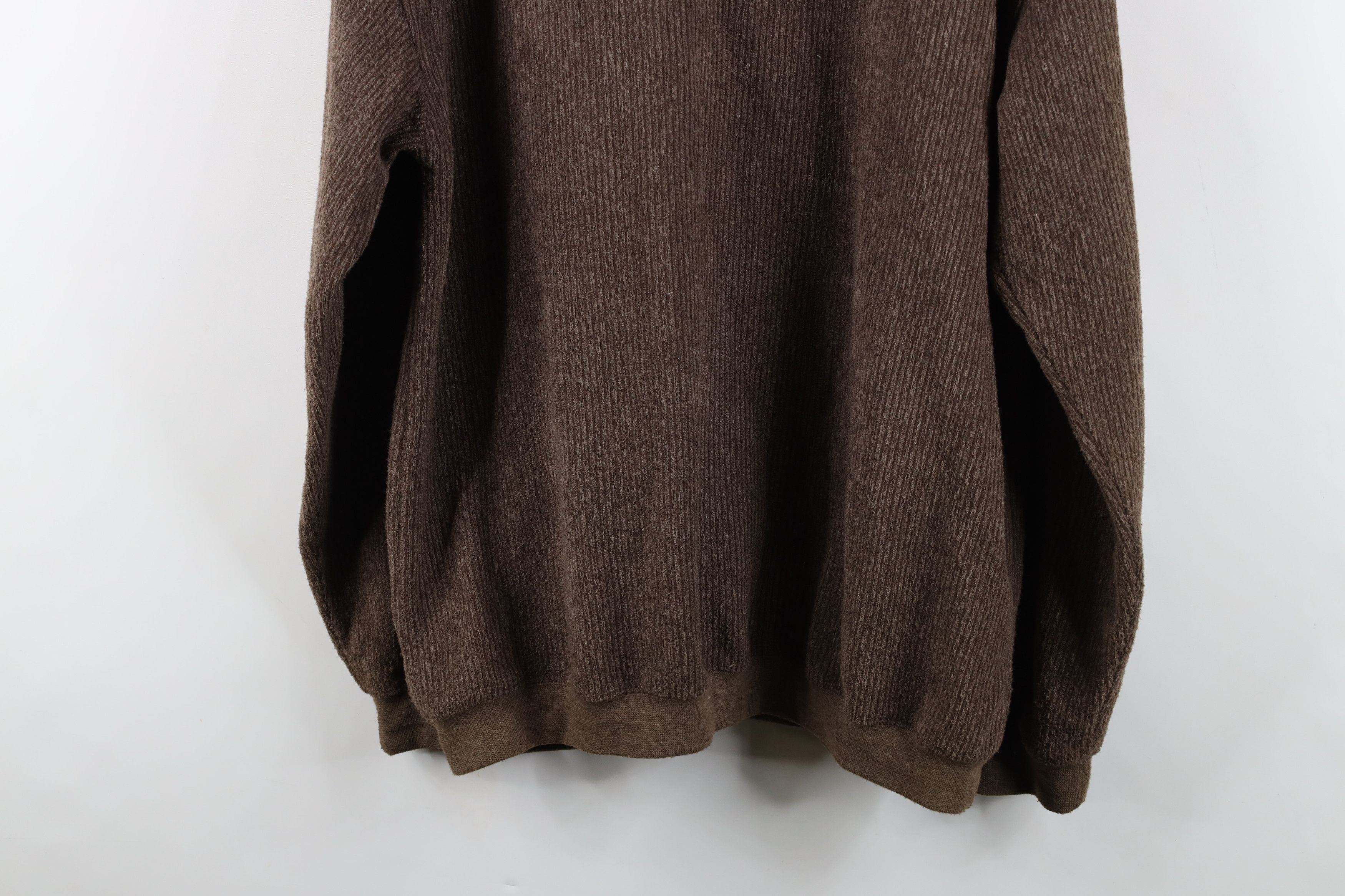 Vintage Vintage 90s Streetwear Ribbed Fleece Collared Sweater Brown Size US XXL / EU 58 / 5 - 13 Thumbnail