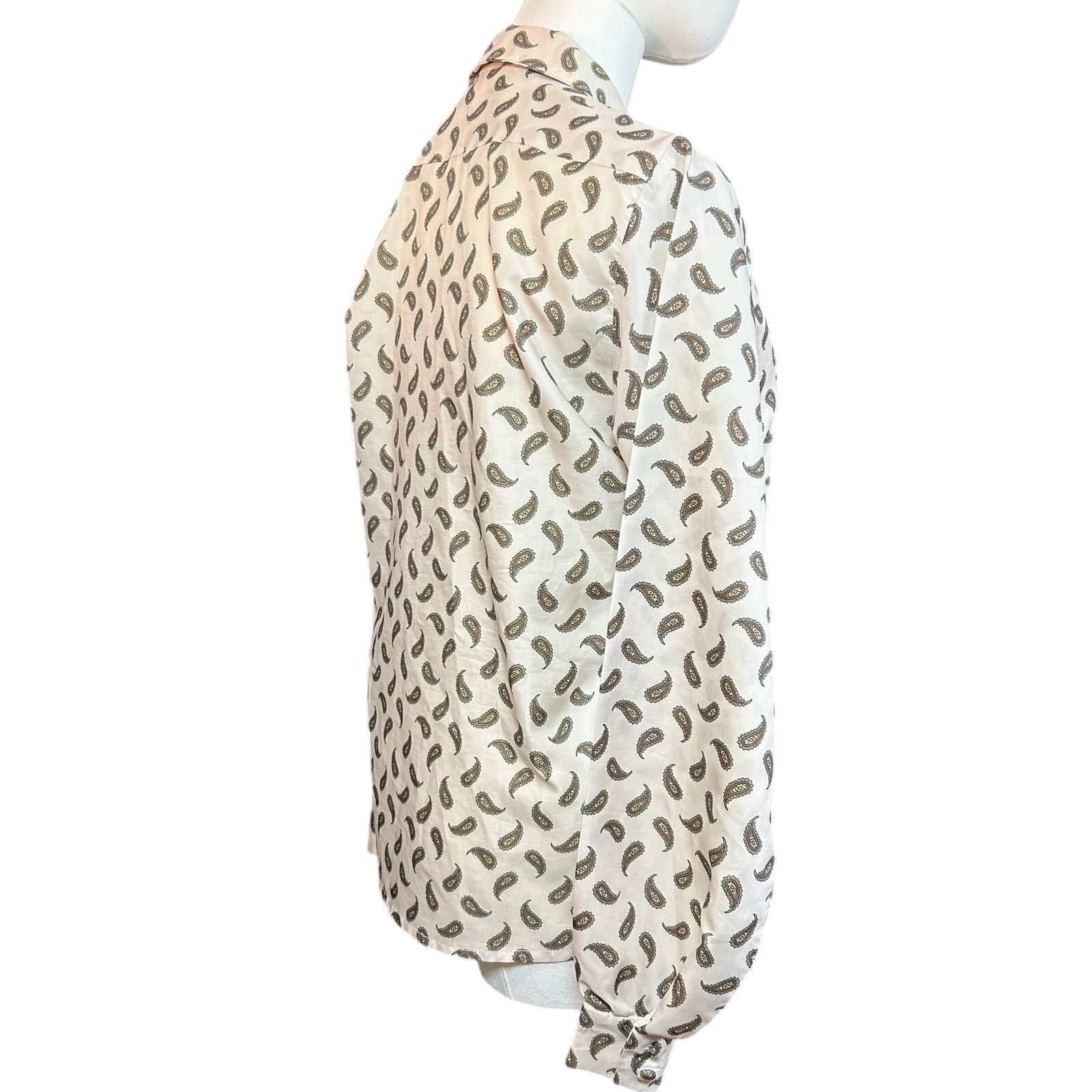 Handmade VTG 90s White Green Paisley Top Cloth Button Whimsigoth Boho Size M / US 6-8 / IT 42-44 - 14 Thumbnail