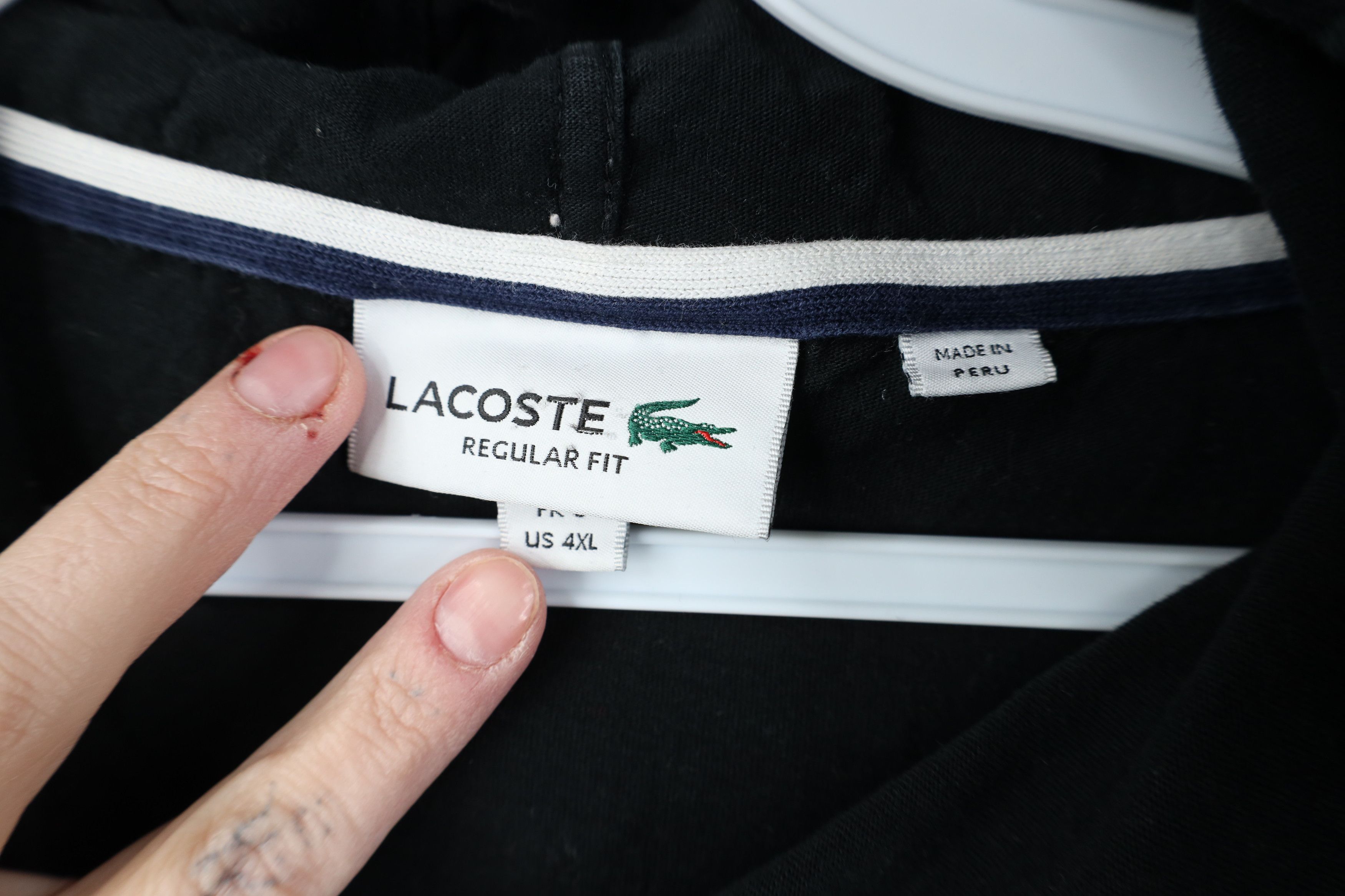 Lacoste Lacoste Croc Logo Hooded Hoodie Long Sleeve T-Shirt Black Size US XXL / EU 58 / 5 - 6 Thumbnail