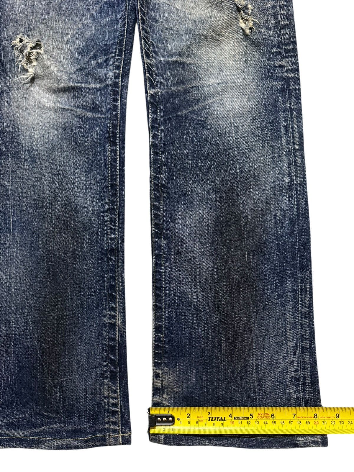 If Six Was Nine Vintage Y2K Buckaro Blue Faded Wash Whisker Distressed Jeans Size US 35 - 14 Thumbnail