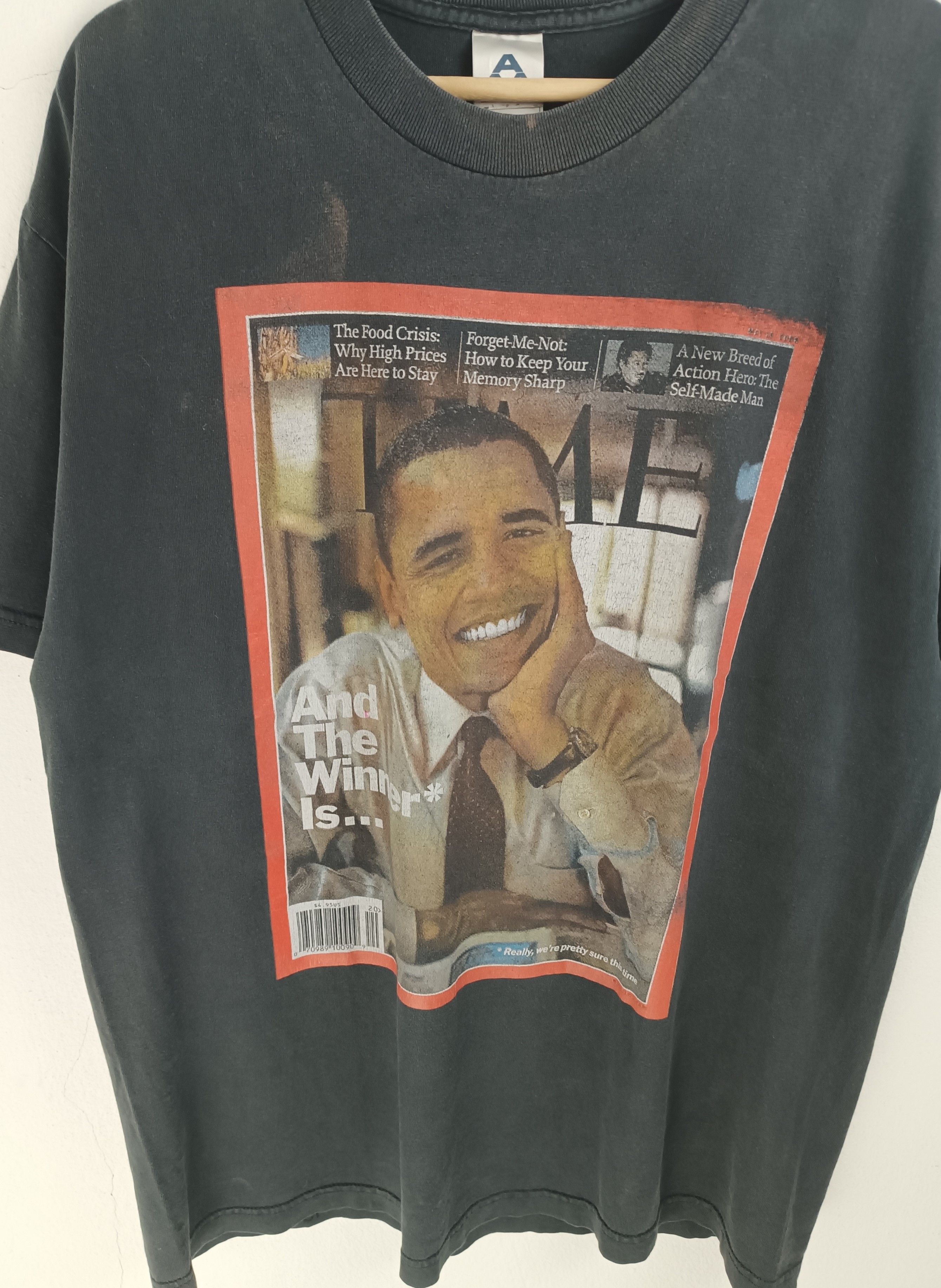 Vintage THRASHED FADED VINTAGE Y2K OBAMA TIME MAGAZINE PRESIDENT POL Size US L / EU 52-54 / 3 - 6 Thumbnail
