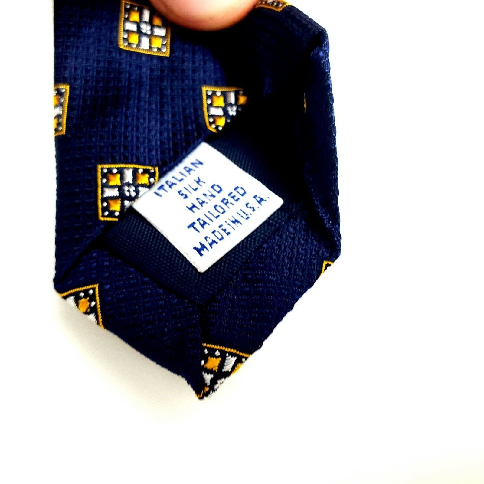 Paul Fredrick Paul Fredrick Silk Tie Blue Woven Geometric Short Size ONE SIZE - 4 Thumbnail