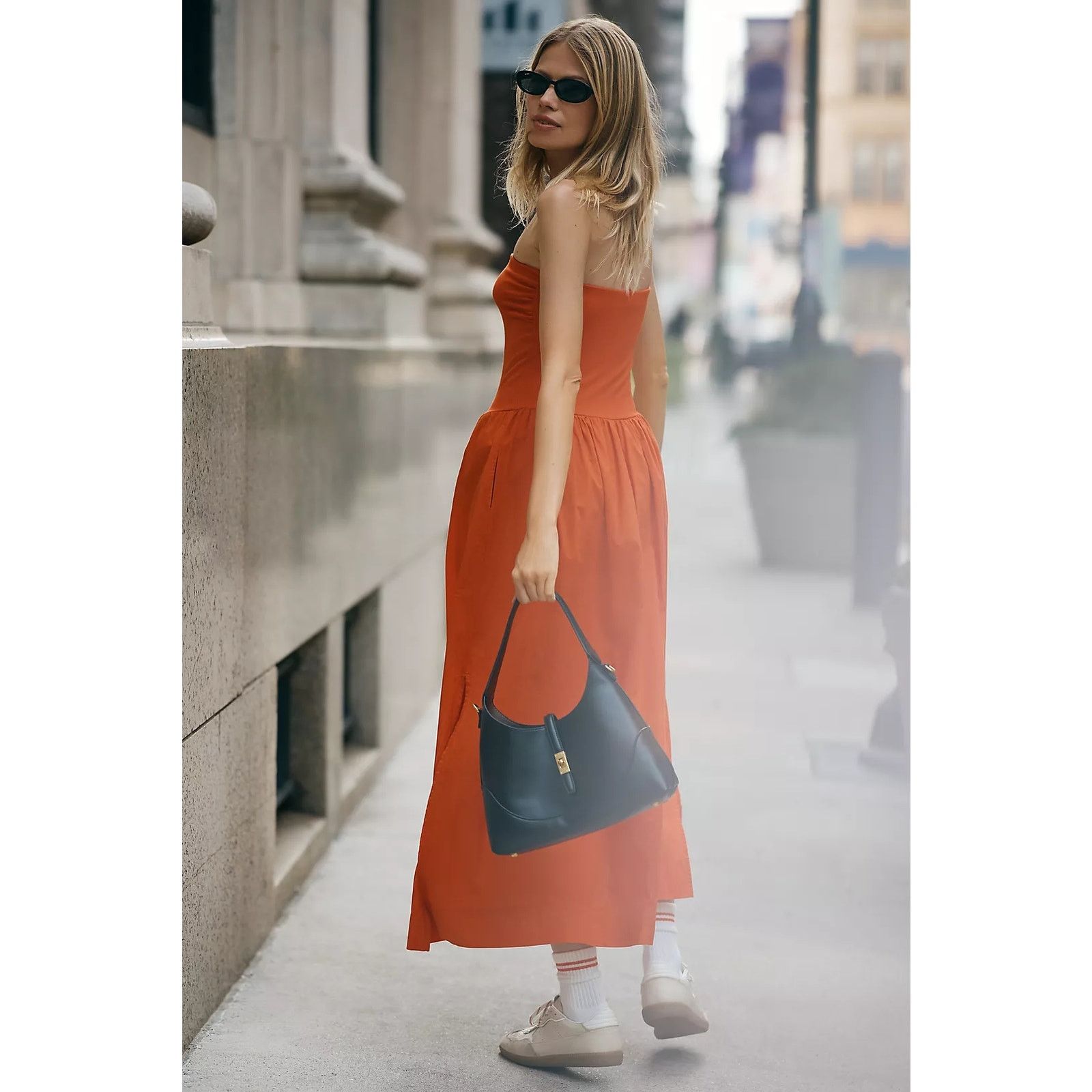Anthropologie New Stateside Strapless Twofer Midi Dress $228 LARGE Red Size L / US 10 / IT 46 - 3 Thumbnail