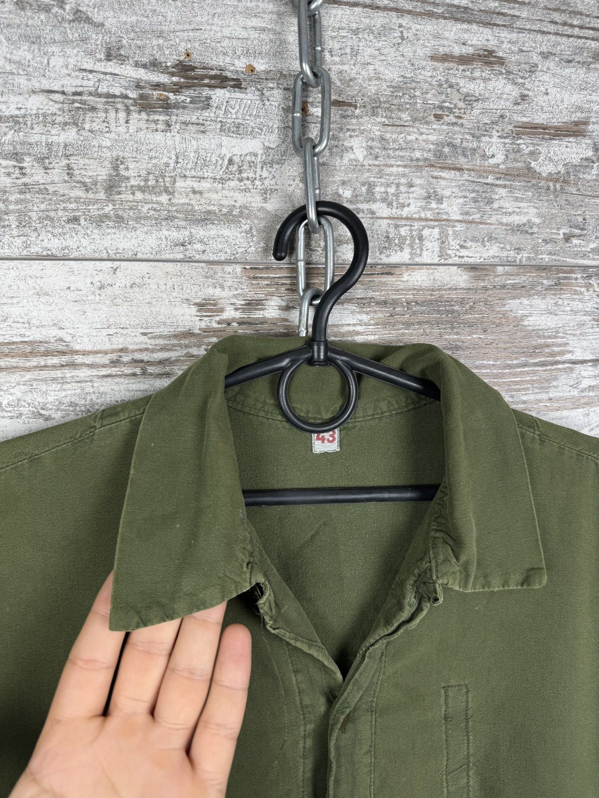 Vintage 1980s Swedish Army Shirt M-55 Green Military Pullover rare Size US M / EU 48-50 / 2 - 4 Thumbnail