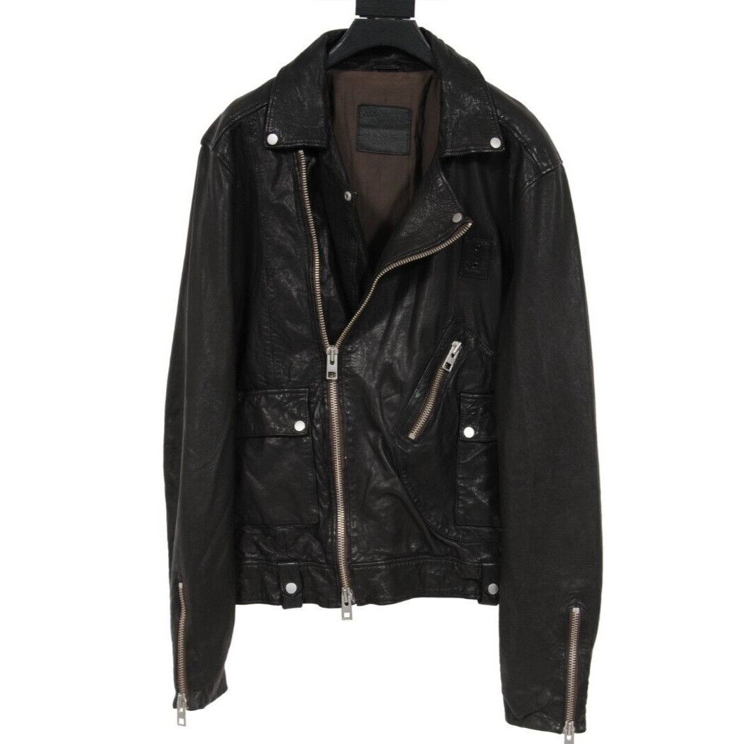 image of Allsaints Hudson Motorcylce Jacket Black Leather, Men's (Size Large)