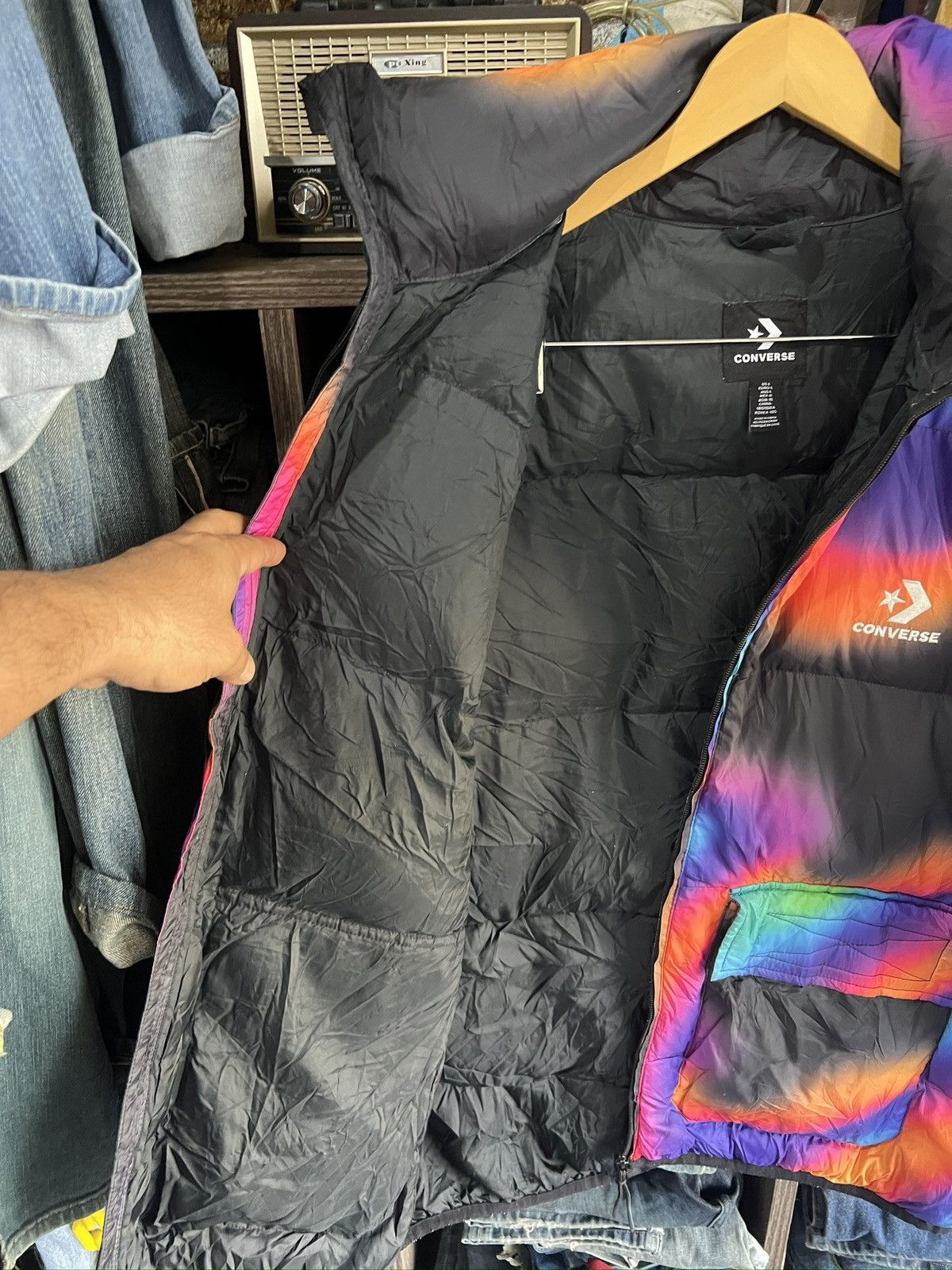 Converse 🔥Rare Distressed Converse Multicolor Puffer Jacket Size US L / EU 52-54 / 3 - 14 Thumbnail