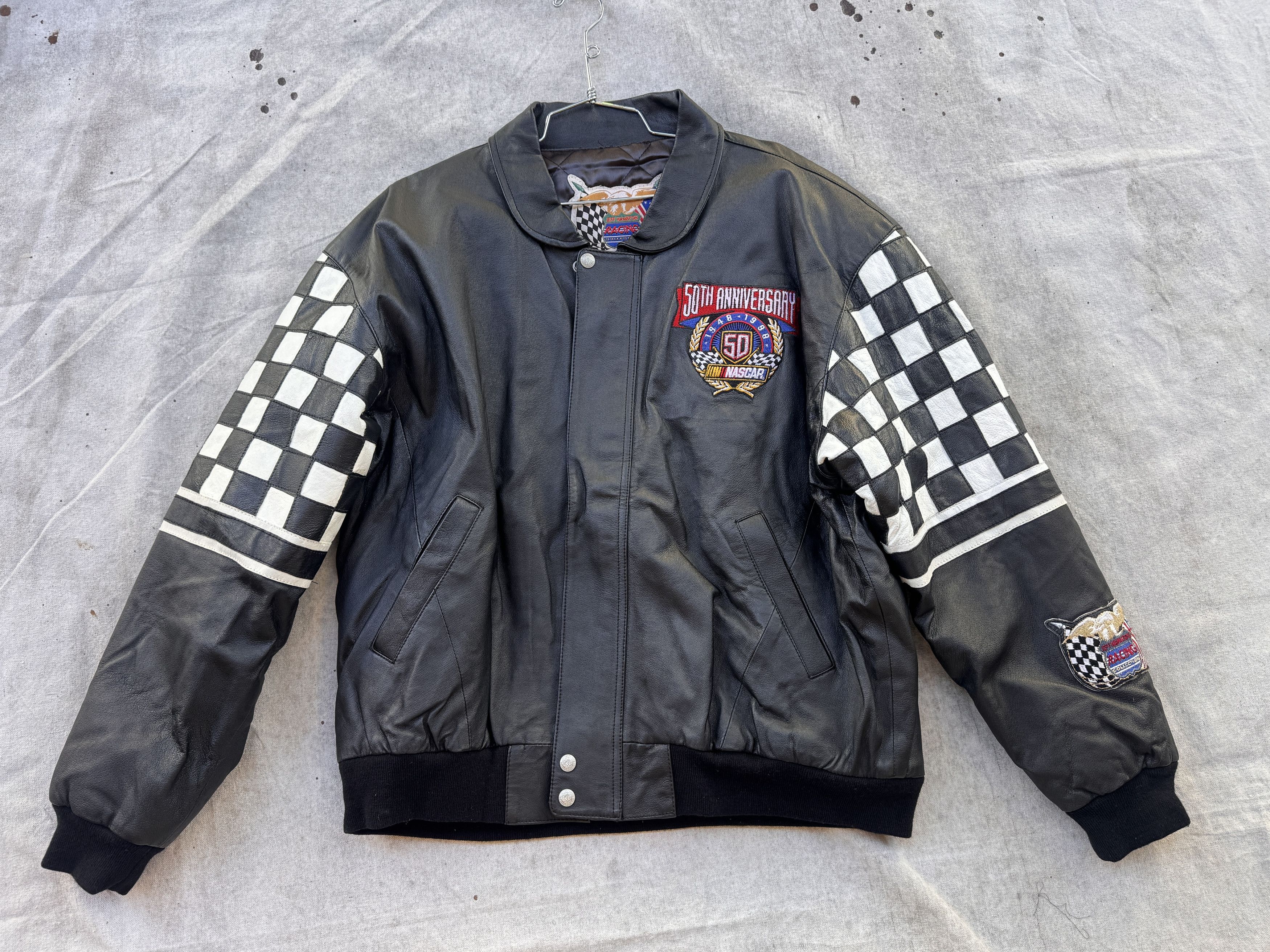 NASCAR 1998 Vintage Leather Nascar 50th anniversay Race Jacket Size US L / EU 52-54 / 3 - 3 Thumbnail