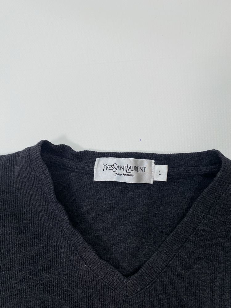Yves Saint Laurent YSL Logo Vintage V-neck Sweatshirt Size US L / EU 52-54 / 3 - 6 Thumbnail