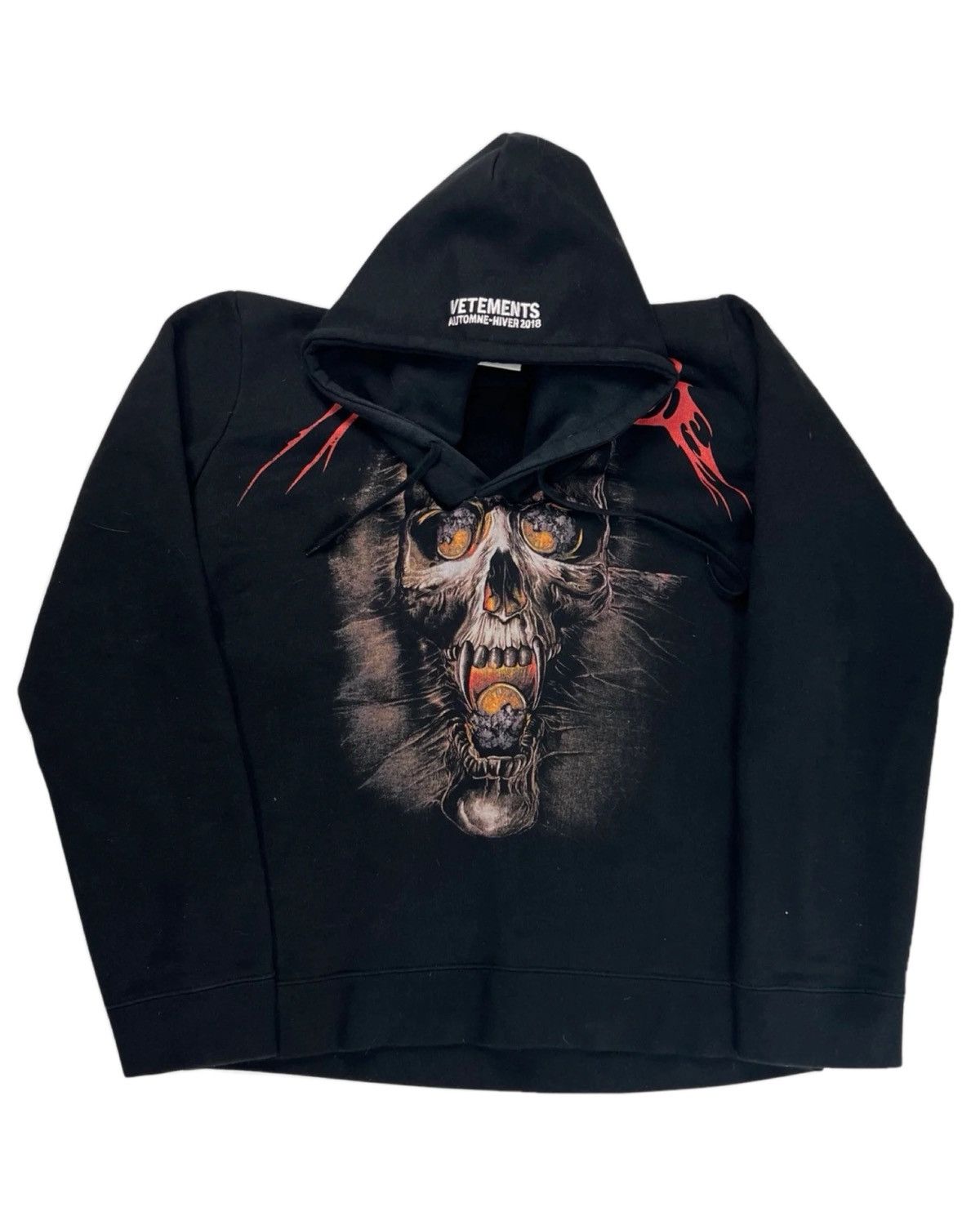 Vetements AW18 Vetements Misplaced Skull Hoodie Black | Grailed