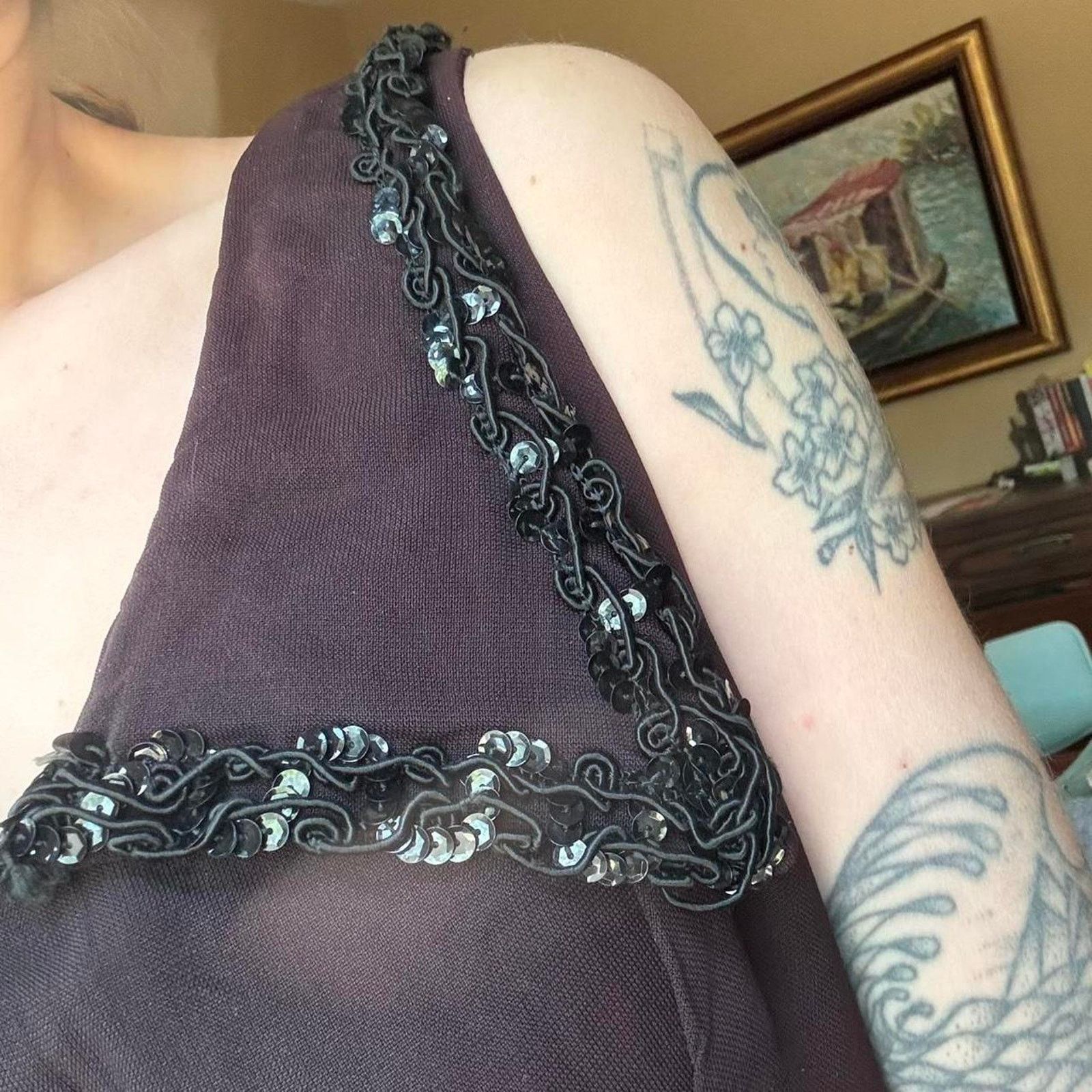 Vintage Vintage Dark Purple 1920s 1930s Style Fringe Bottom Dress Size S / US 4 / IT 40 - 2 Thumbnail