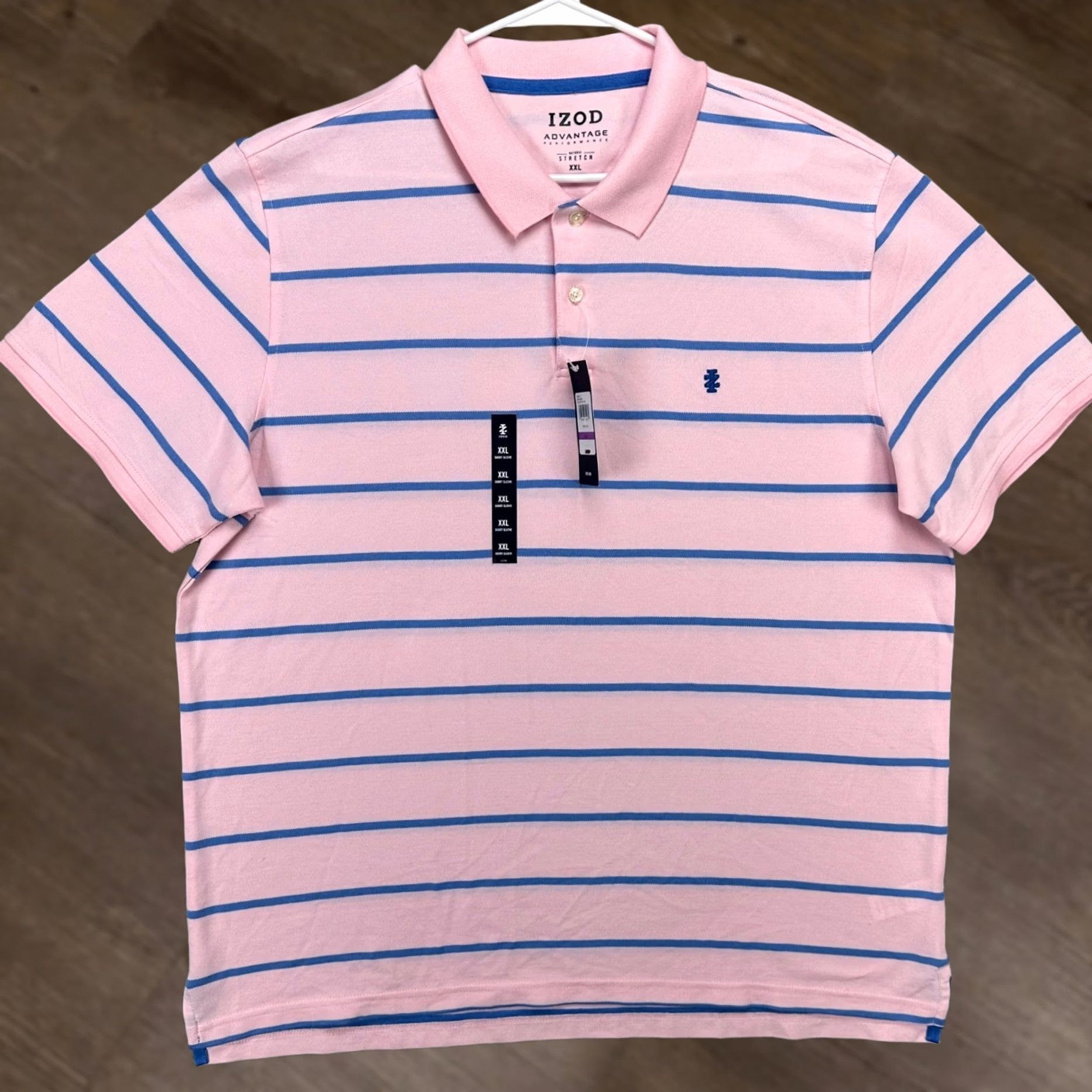 Izod Izod Advantage Polo Shirt Golf Polo Mens 2XL Pink Blue Striped Short Sleeve Shirt Mens 2XL Pink Stripes Outdoor Bre breathable Collar Size US XXL / EU 58 / 5 - 1 Thumbnail