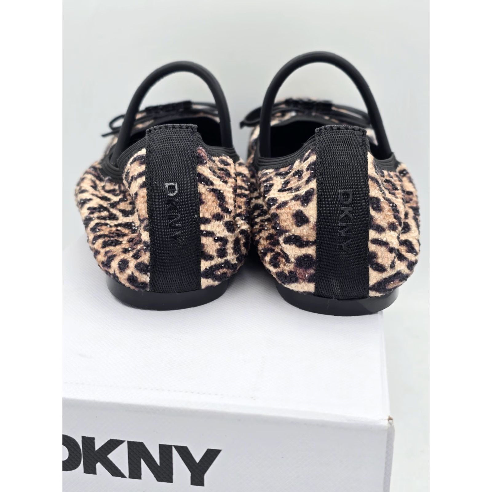 DKNY DKNY NIB Women’s Dale Ruched Ballet Flat - Natural - Size 6.5 - Brown Black - Square Toe - Slip On - Bow - Flat - Women Size US 4 / IT 34 - 6 Thumbnail