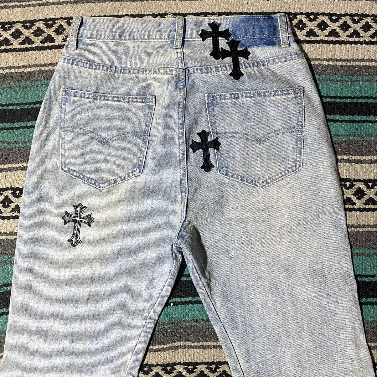 If Six Was Nine FREE TAX! Unknown Chrome Hearts Style Cross Parchwork Flared Size US 29 - 5 Thumbnail