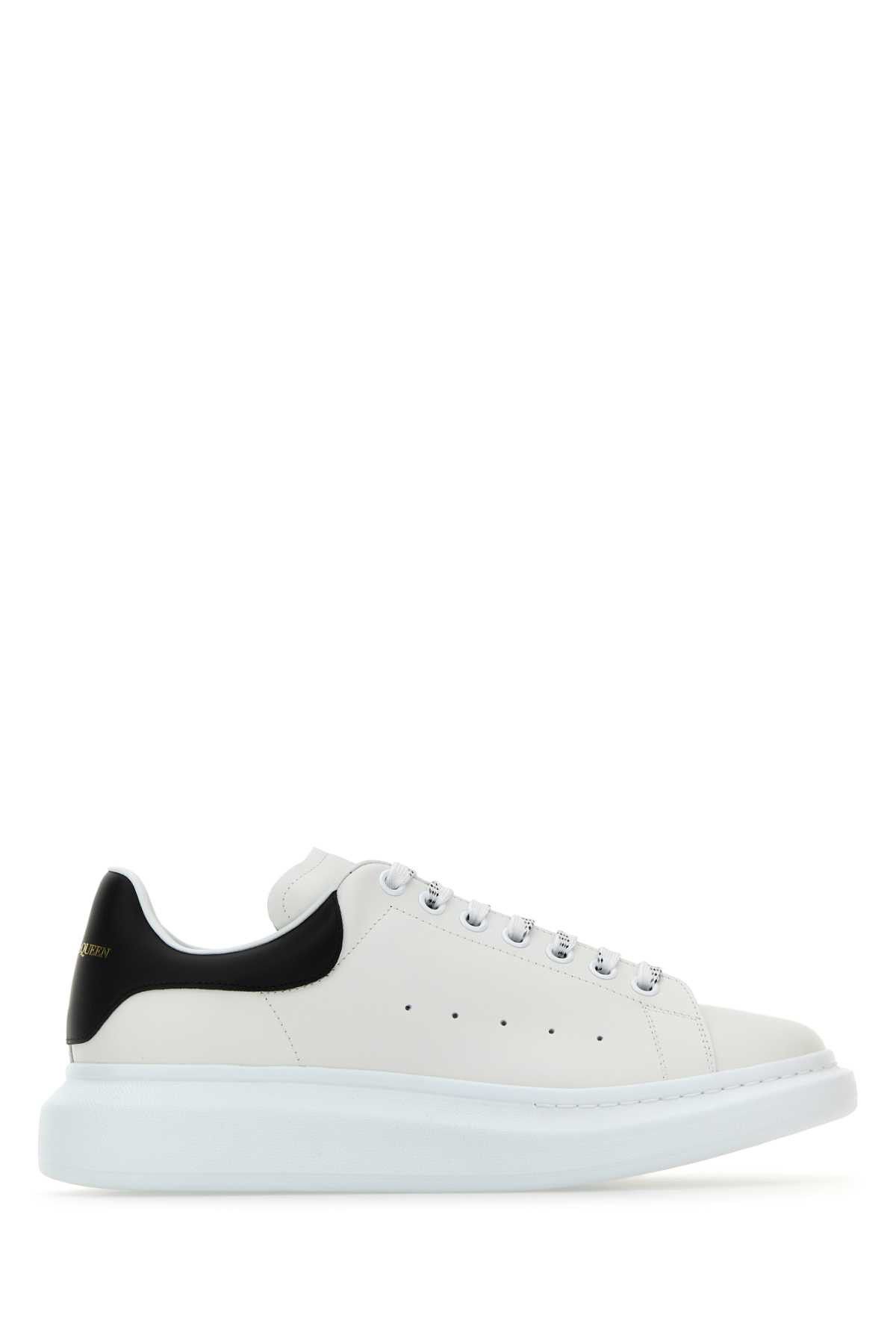 White Leather Sneakers With Black Leather Heel