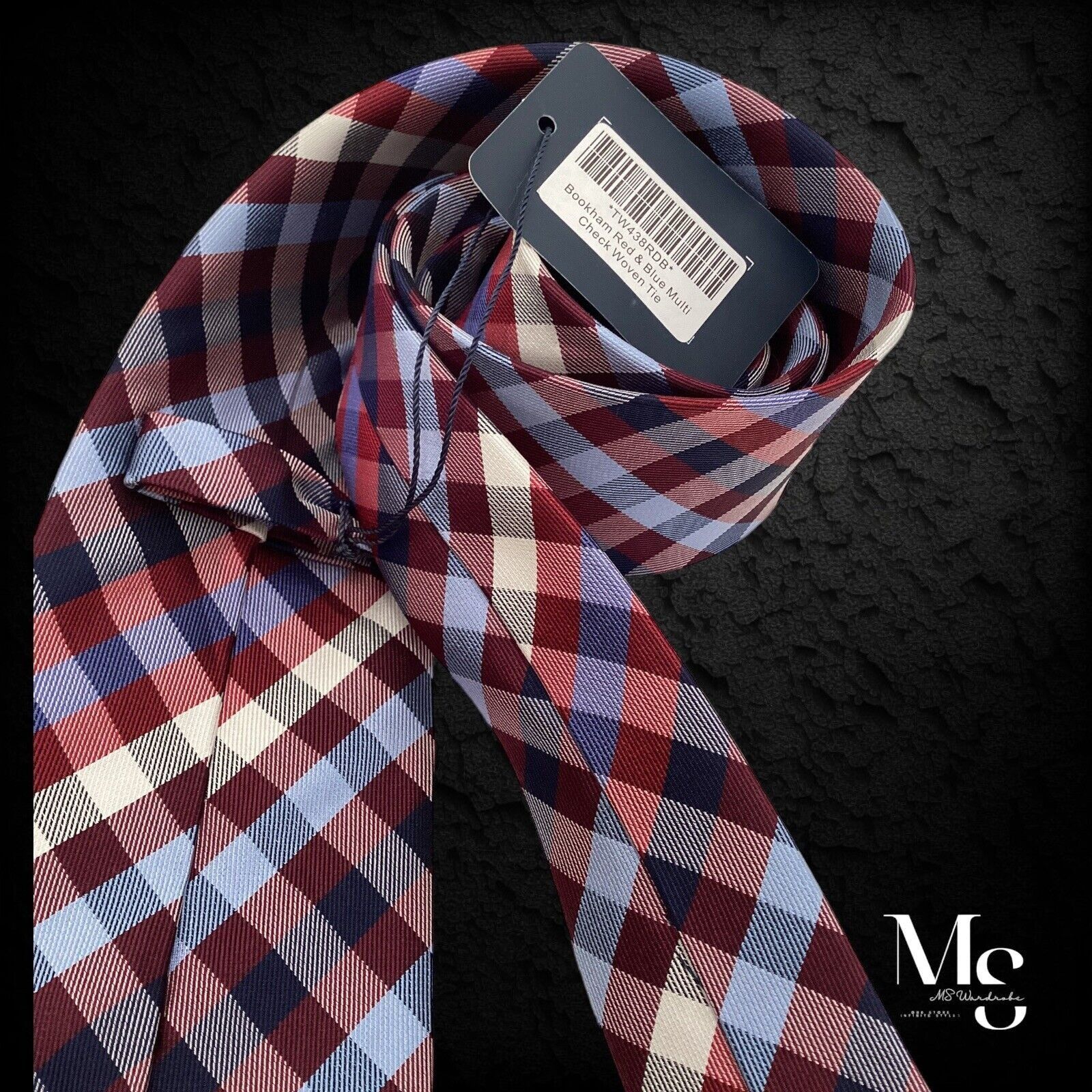 Charles Tyrwhitt CHARLES TYHWHITT Red Blue Multi Chek Silk Tie England NWT Size ONE SIZE - 3 Thumbnail