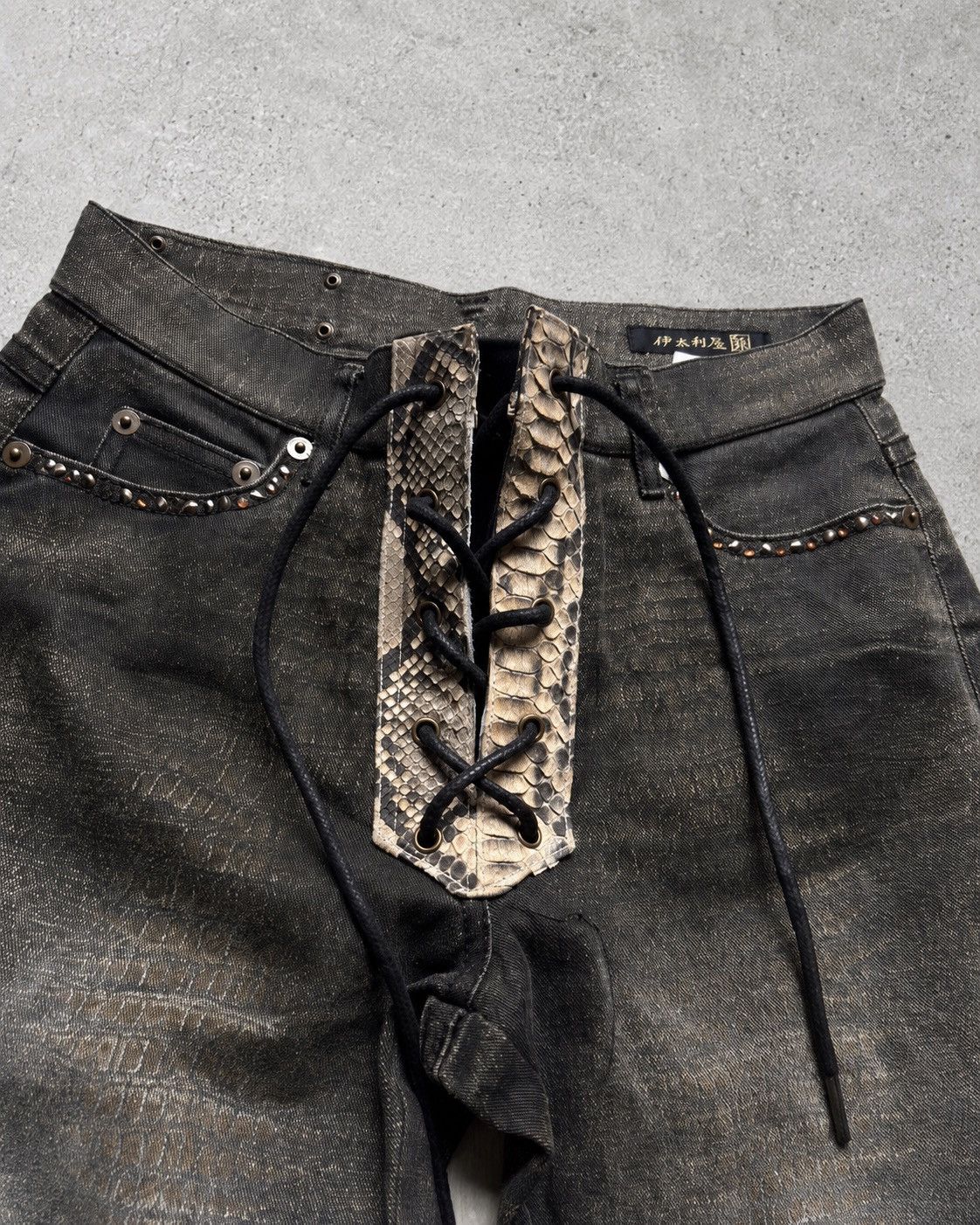 Japanese Brand GK phyton lace up flare jeans Size US 26 / EU 42 - 4 Thumbnail