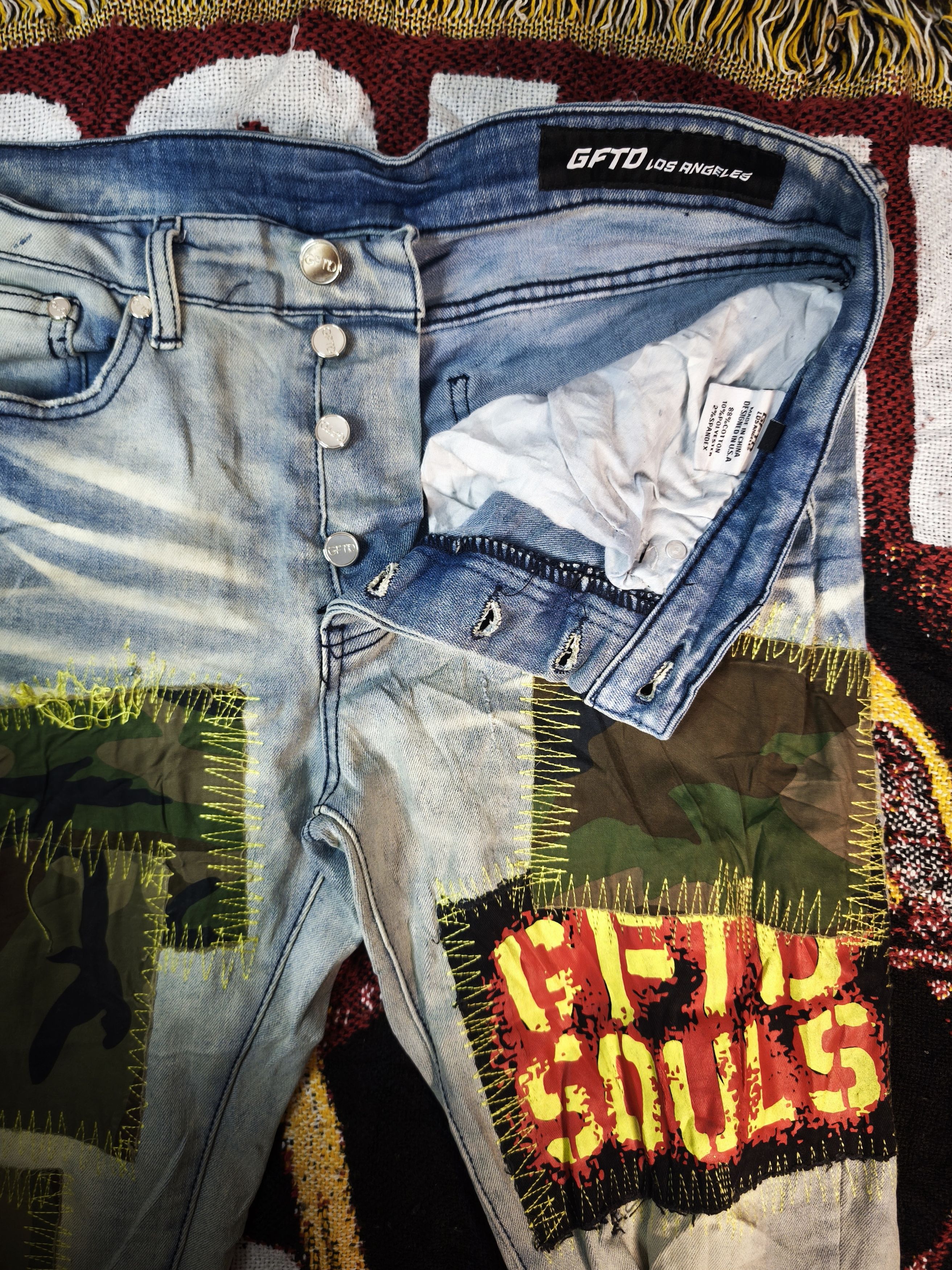 Designer × Punk and Yo GFTD Los Angeles x Army Slim-fit Jeans Size US 32 / EU 48 - 5 Thumbnail