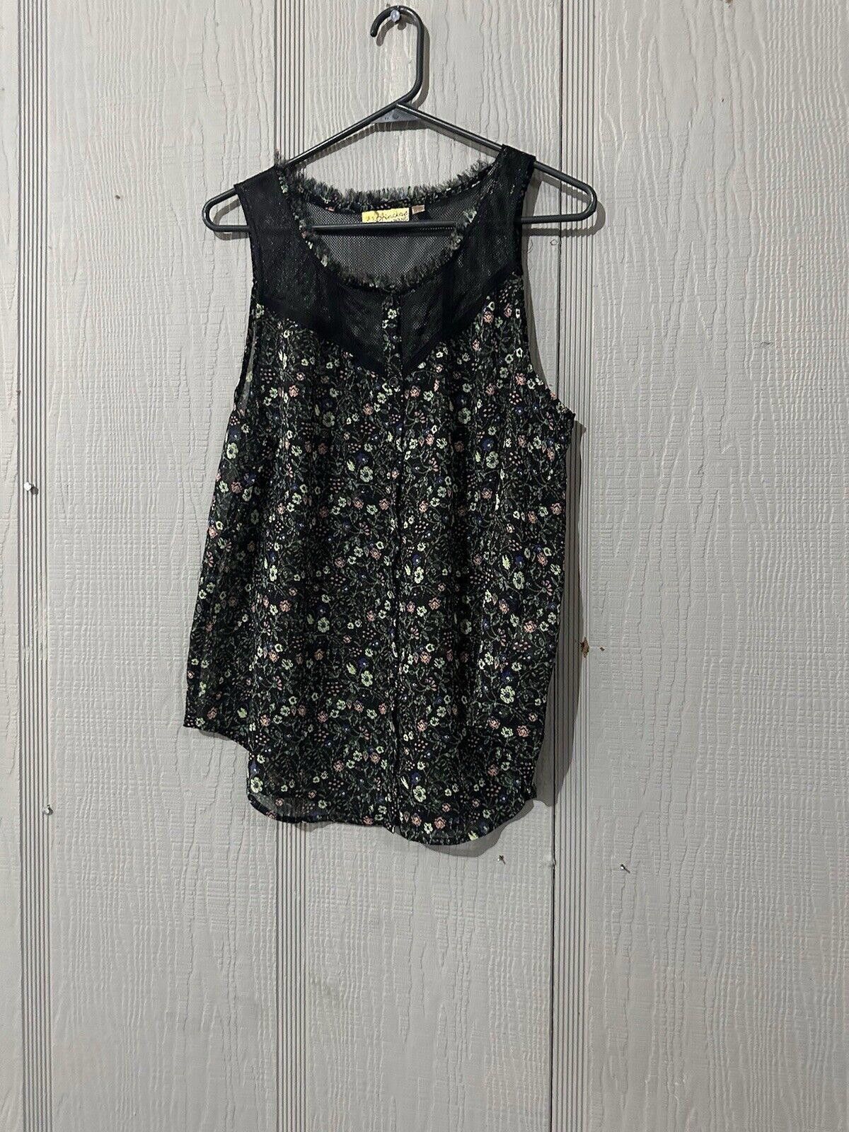 Designer vera wang top Tank Large Cottage Core Floral Black Semisheer Size M / US 6-8 / IT 42-44 - 1 Thumbnail