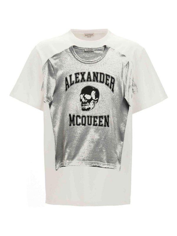Alexander McQueen o1srvl11e0226 Trompe-L'œil Varsity T-Shirt In White Size US XL / EU 56 / 4 - 1 Thumbnail