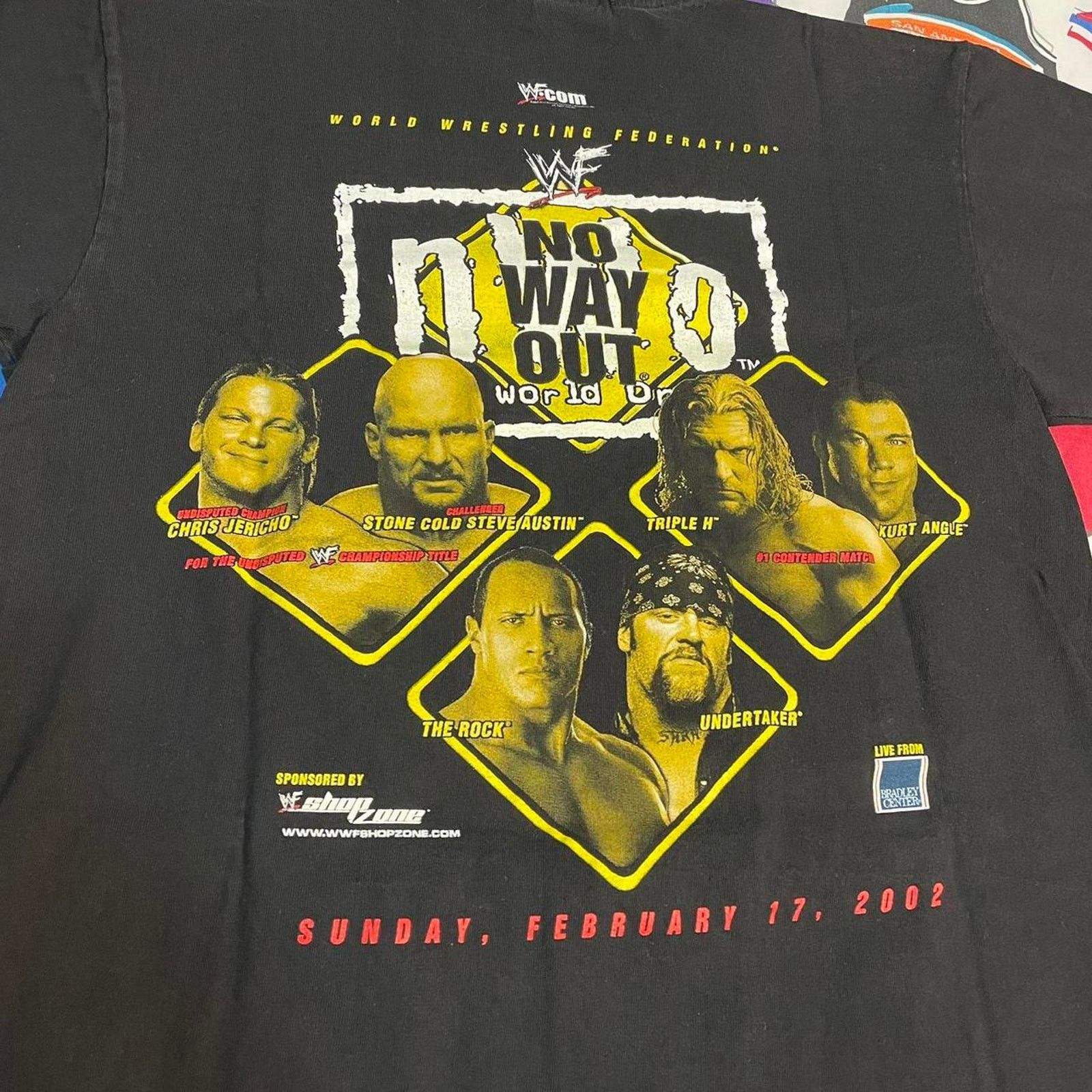 Vintage × WWE × WWF VTG 2002 WWF No Way Out Stone Cold Triple H Undertaker Tee Size US M / EU 48-50 / 2 - 3 Thumbnail