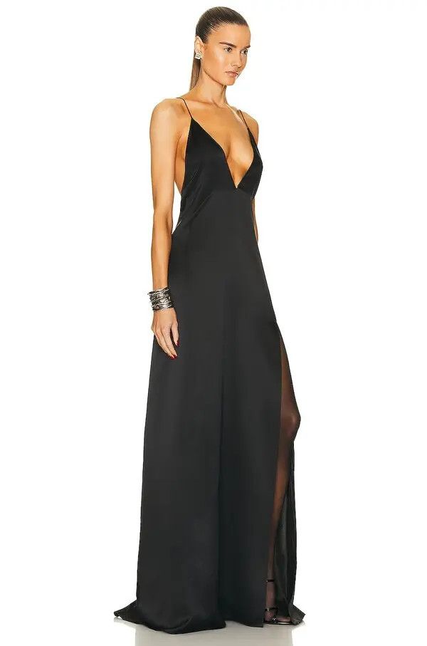 Saint Laurent Paris o1bcso1str1125 Long Sleeveless Dress in Black Size M / US 6-8 / IT 42-44 - 2 Thumbnail