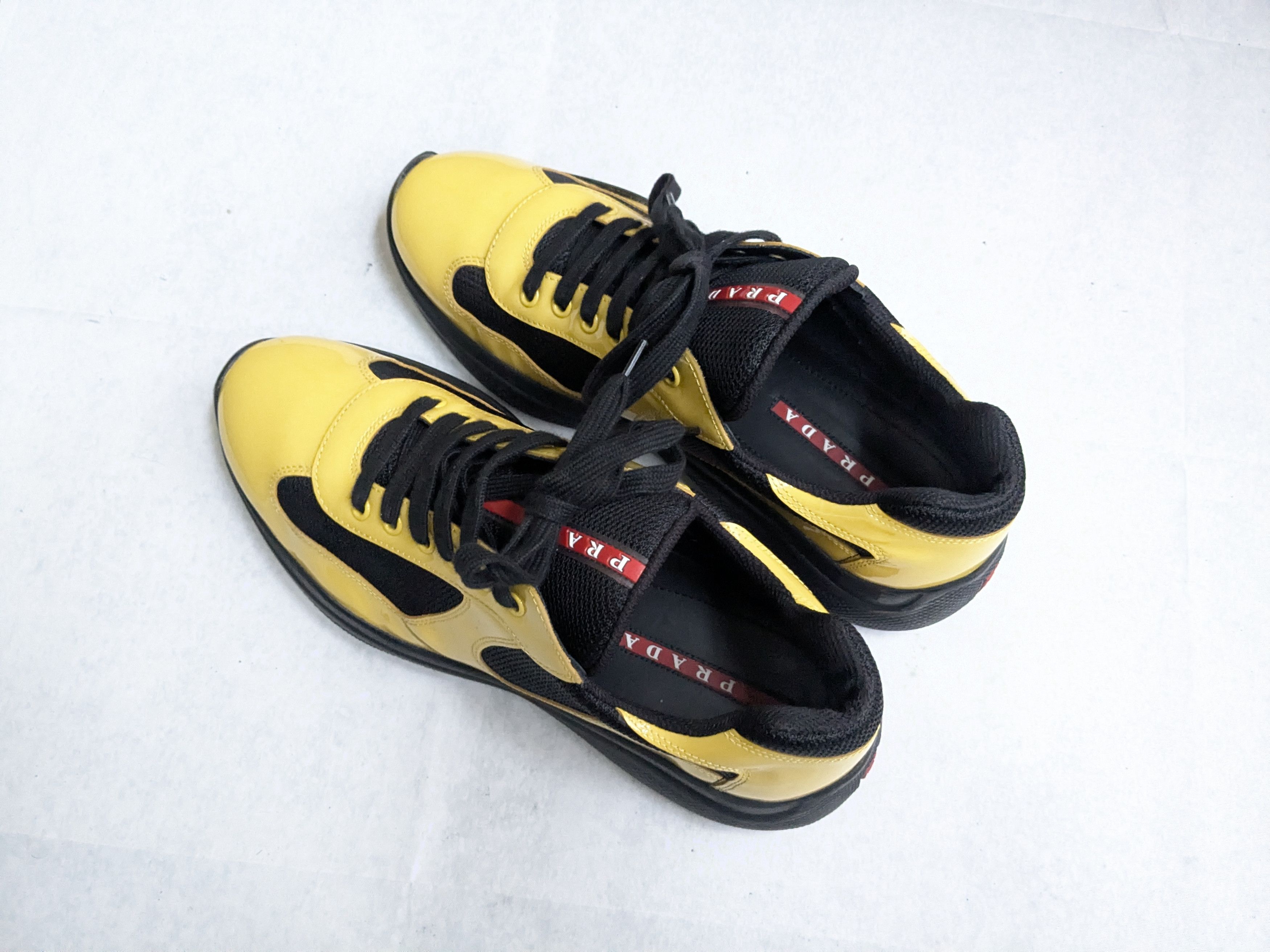 Prada Prada America's Cup Sneakers Yellow Patent Leather Black 10 Size US 10 / EU 43 - 12 Thumbnail