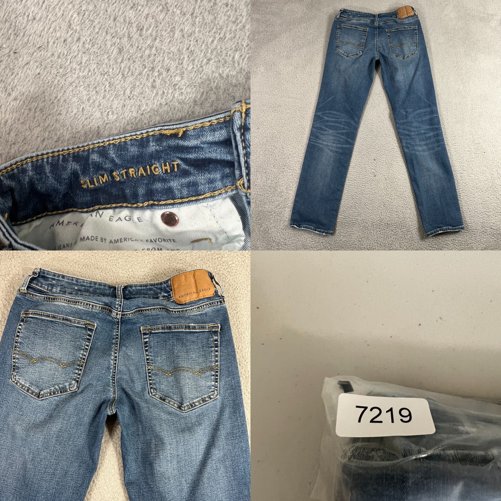 American Eagle Outfitters VINTAGE American Eagle Mens Jeans 30x32 Slim Straight Blue Cotton Elastane Regular Fit Size US 30 / EU 46 - 8 Thumbnail