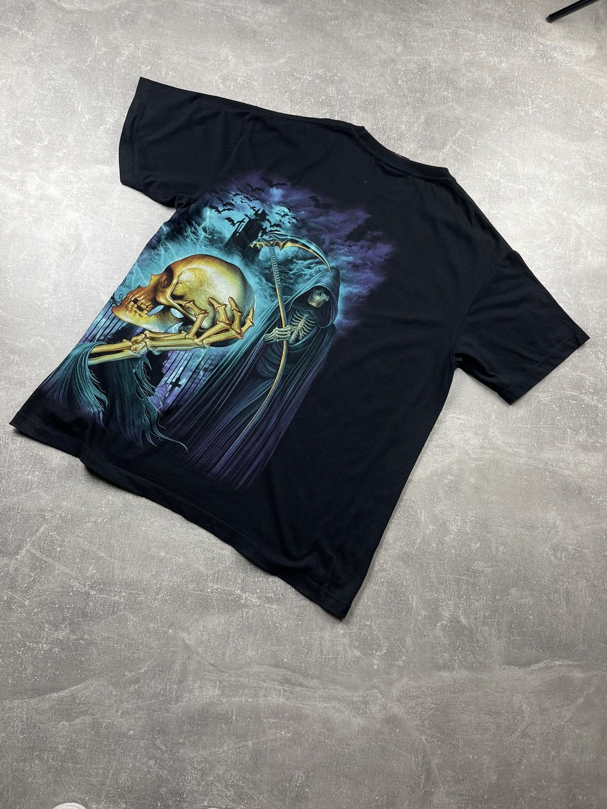 Vintage Vintage 2000s Grim Reaper Graphic T-Shirt Skull Size US XL / EU 56 / 4 - 5 Thumbnail