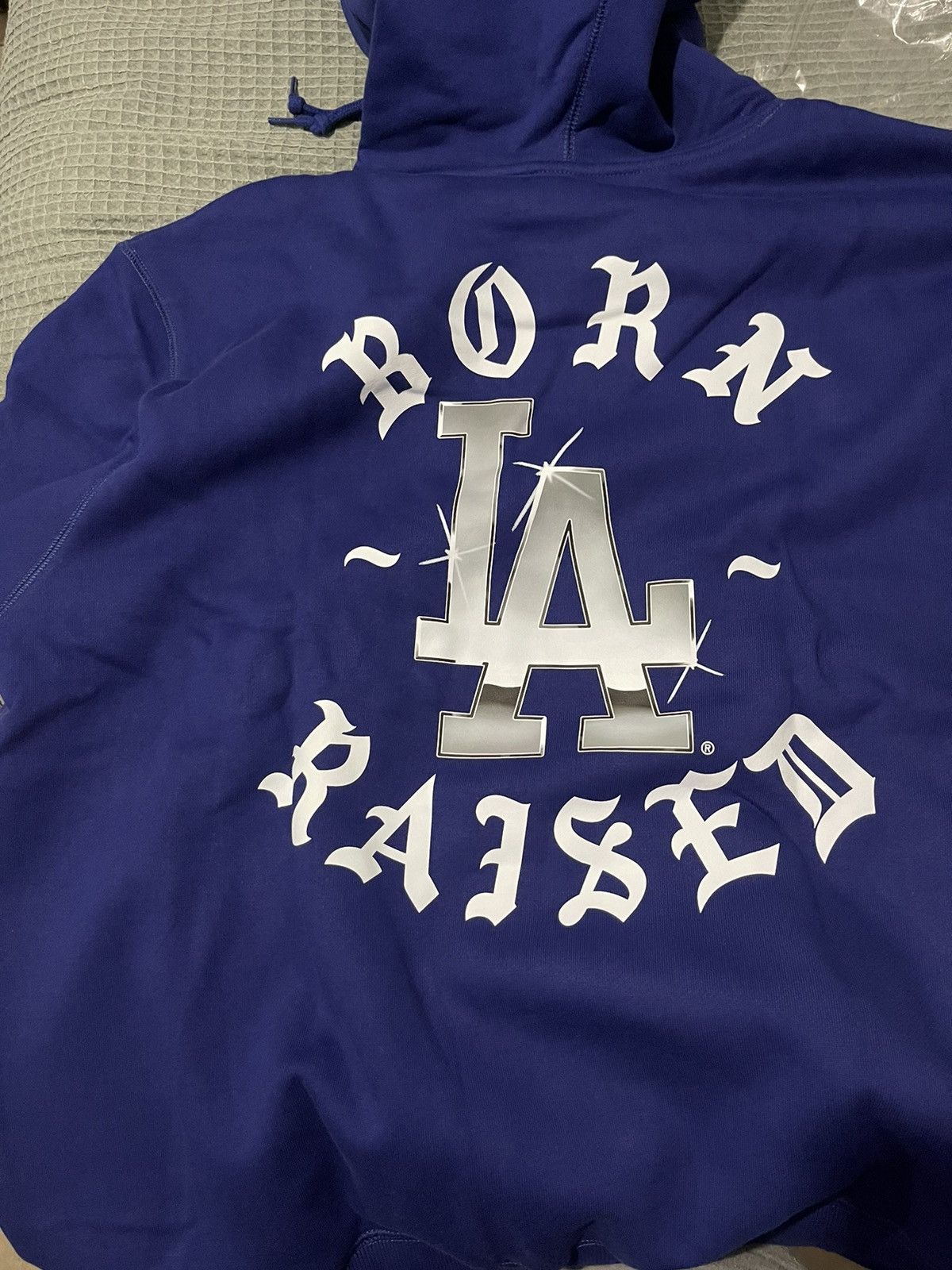 image of Born X Raised Dodger Hoodie in Blue, Men's (Size XL)